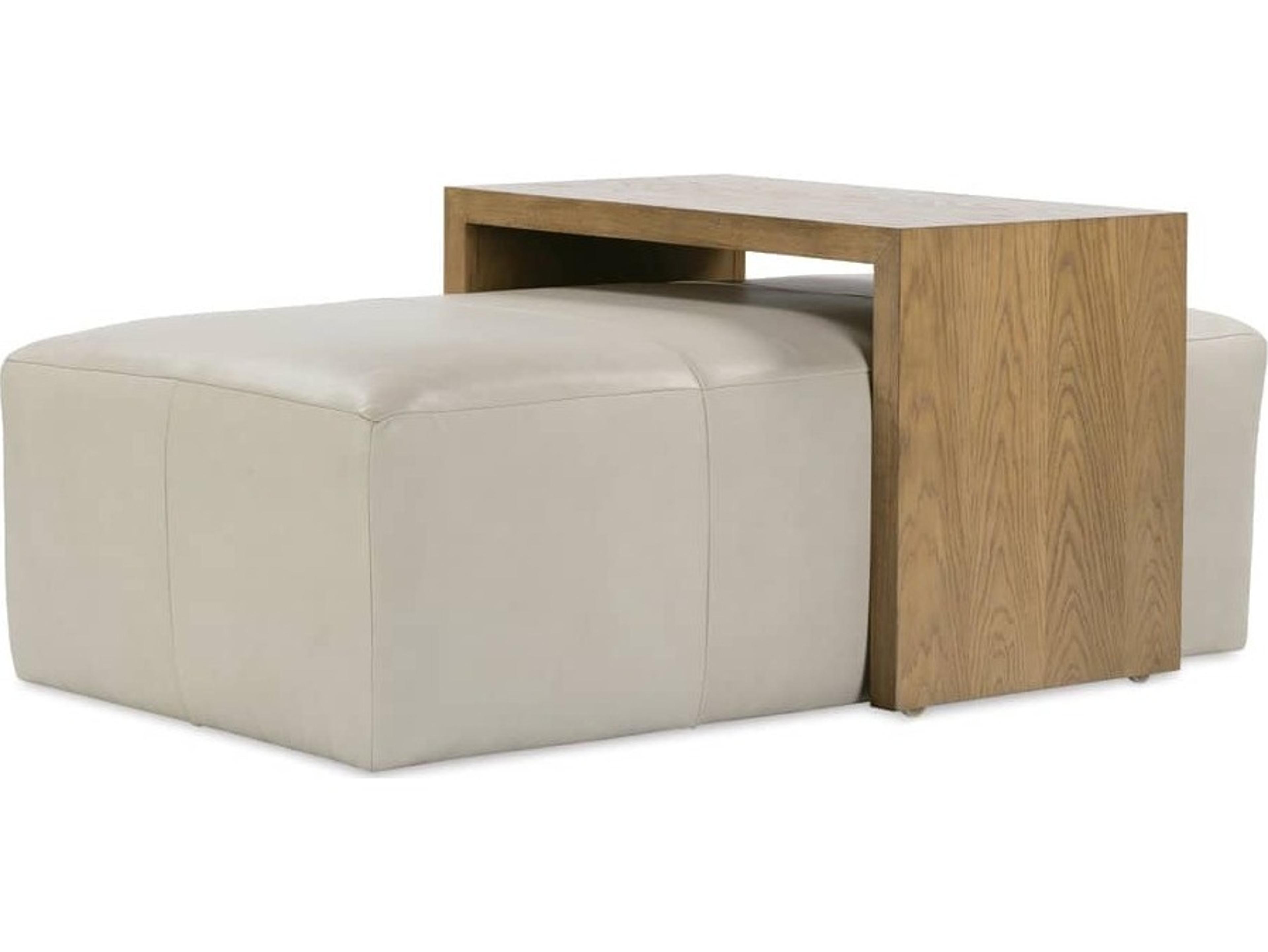 Rowe Macon Gray Leather Ottoman