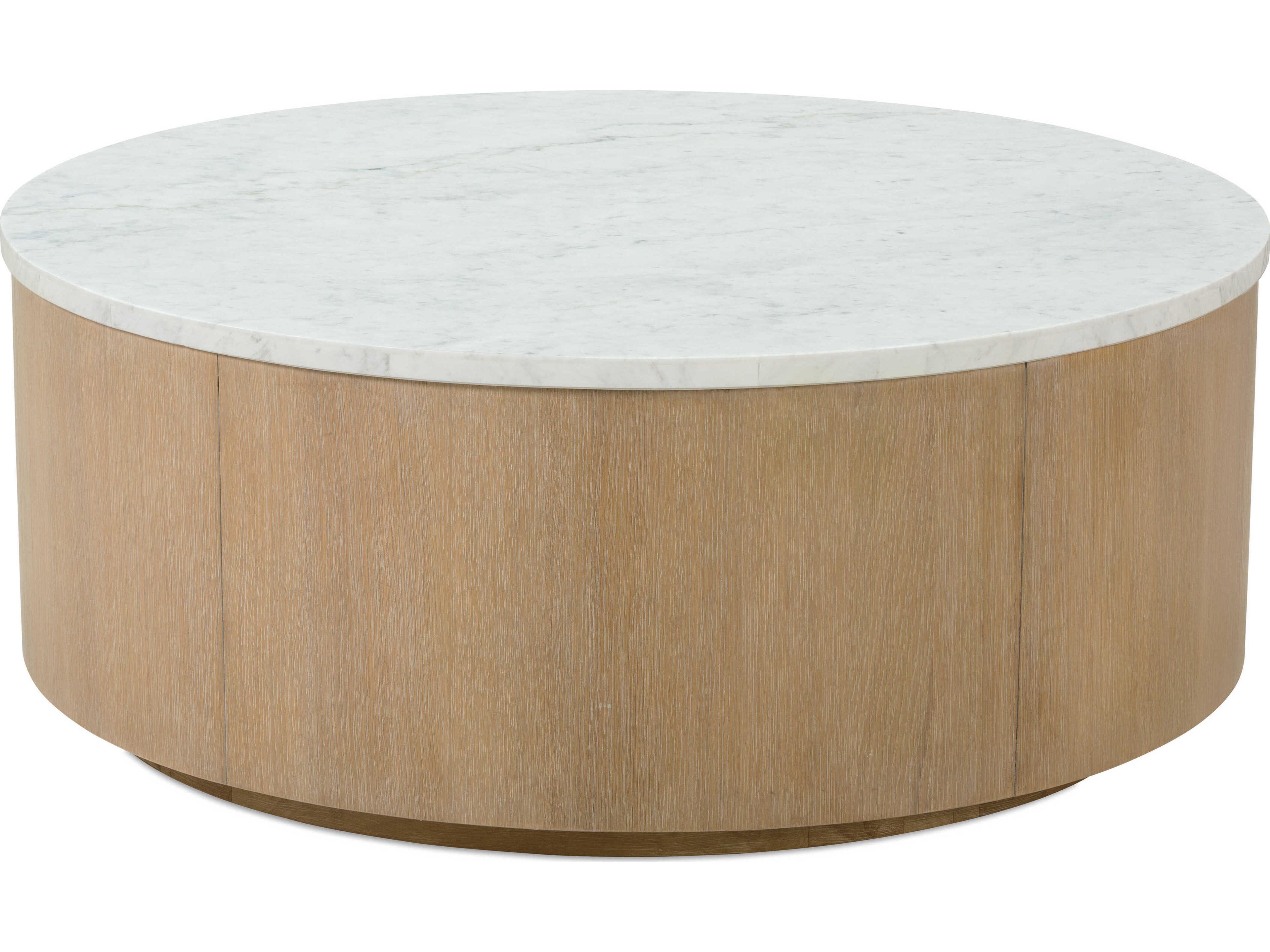 Rowe Delray Round Marble Carrara Bridle Cocktail Table