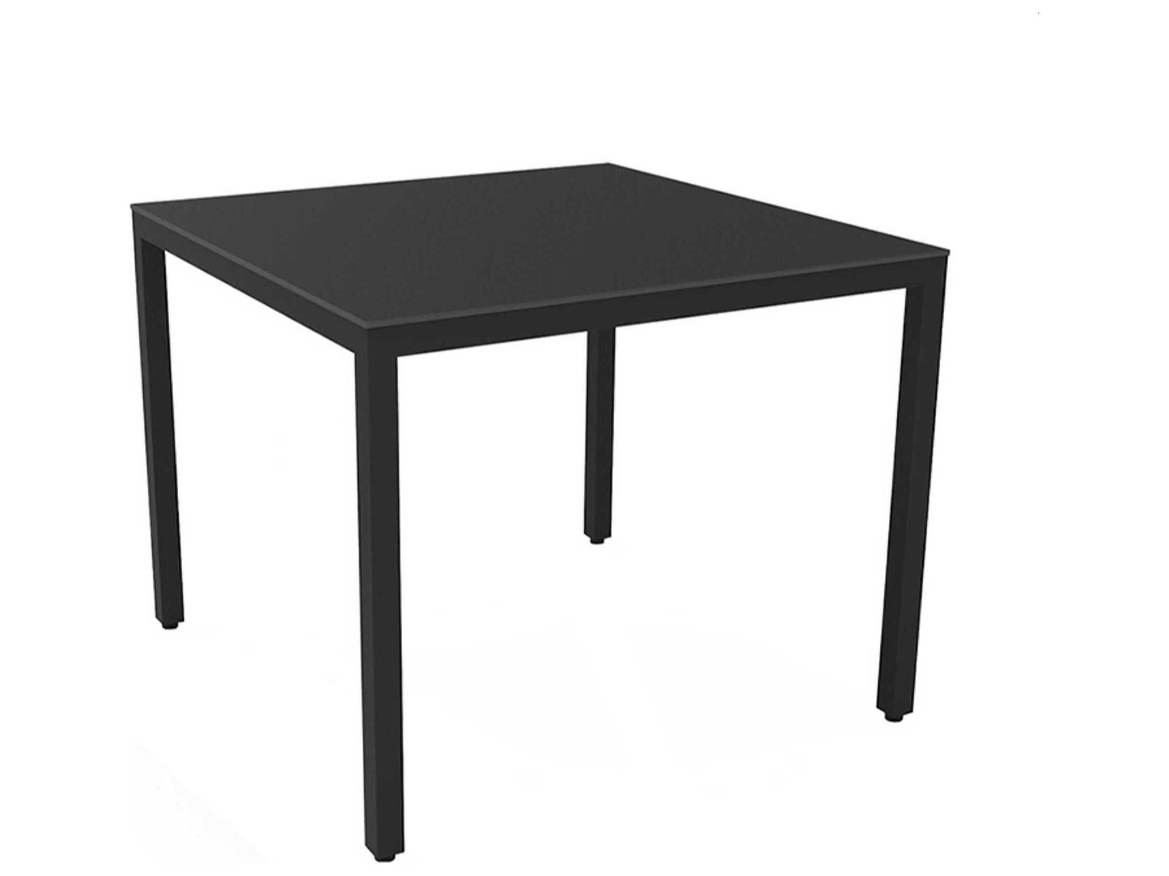 Resol Barcino Compact Square Dining Table 70X70 Black Base Black Dining Table Top