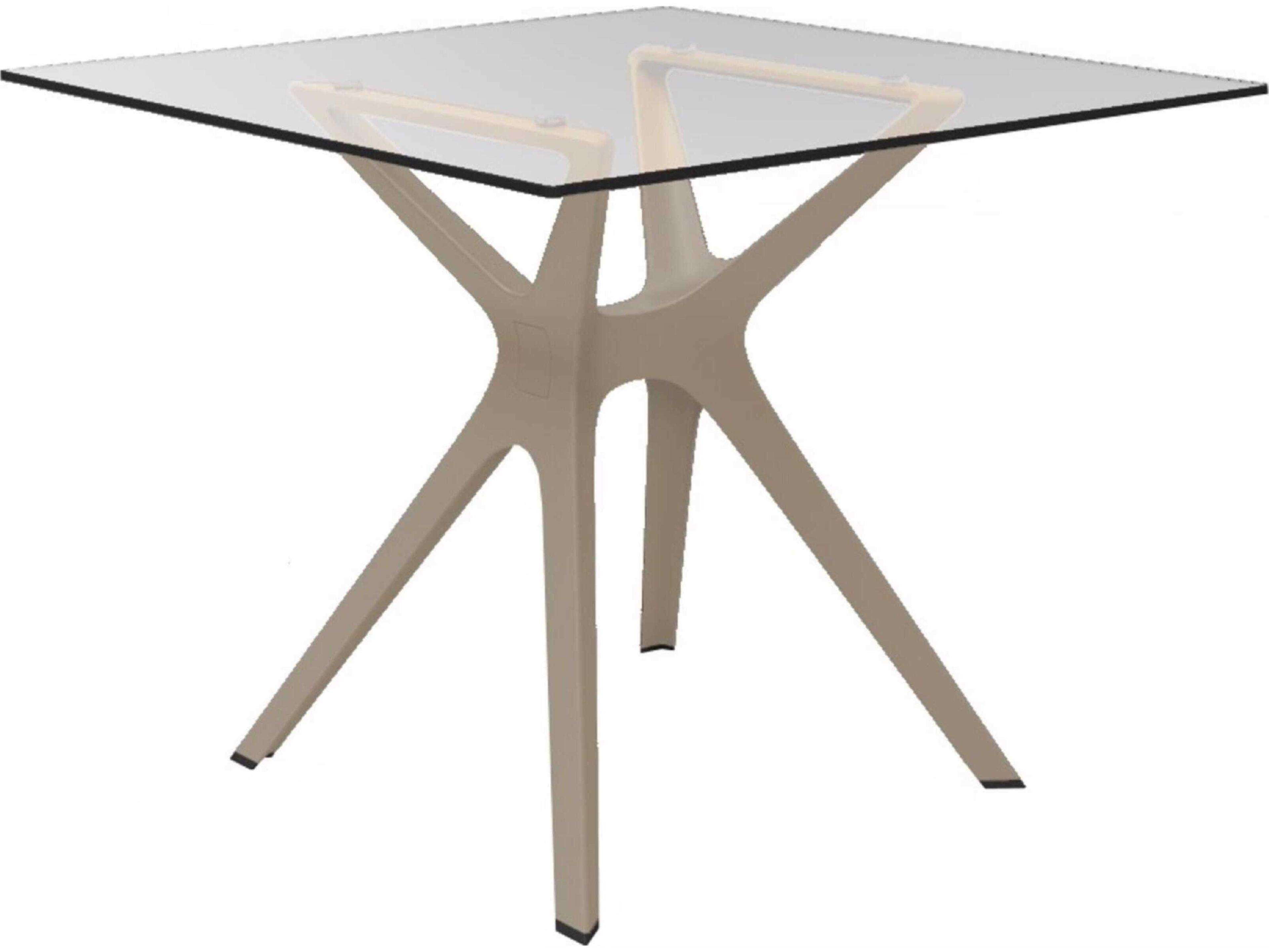 Resol Vela S Square Dining Table Sand Base Glass Dining Table Top