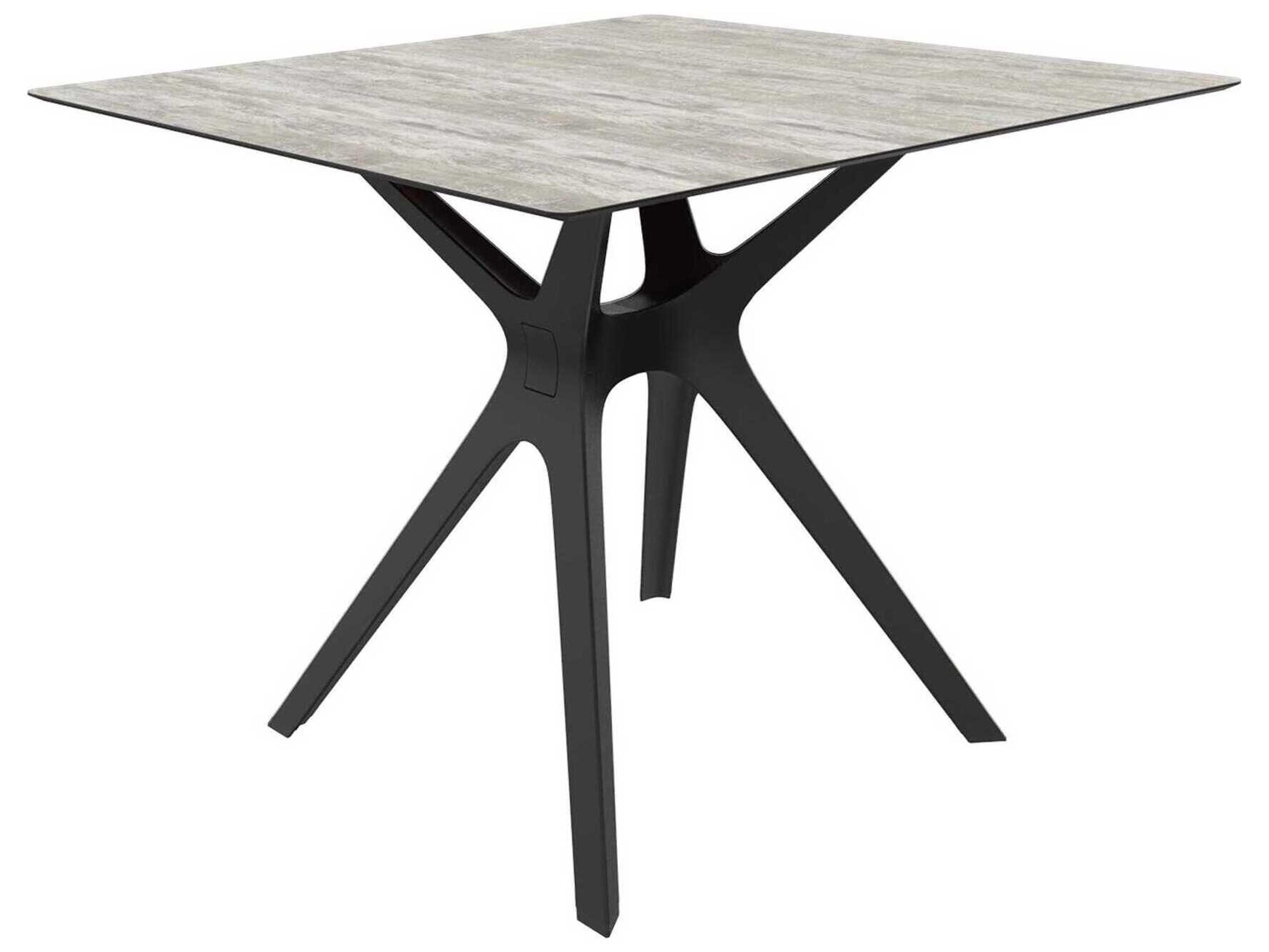 Resol Vela S Square Dining Table Black Base Washed Wood Dining Table Top