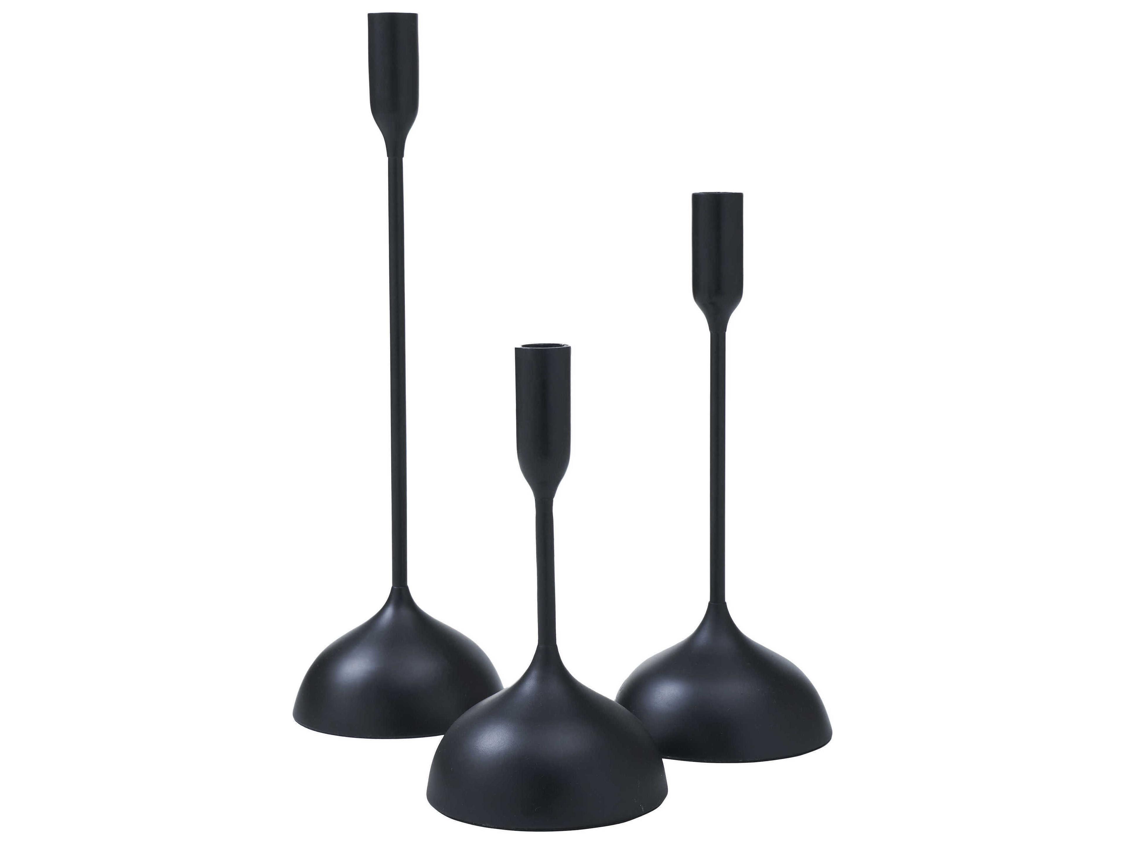 Renwil Chambers Matte Black Candle Holder Set of 3