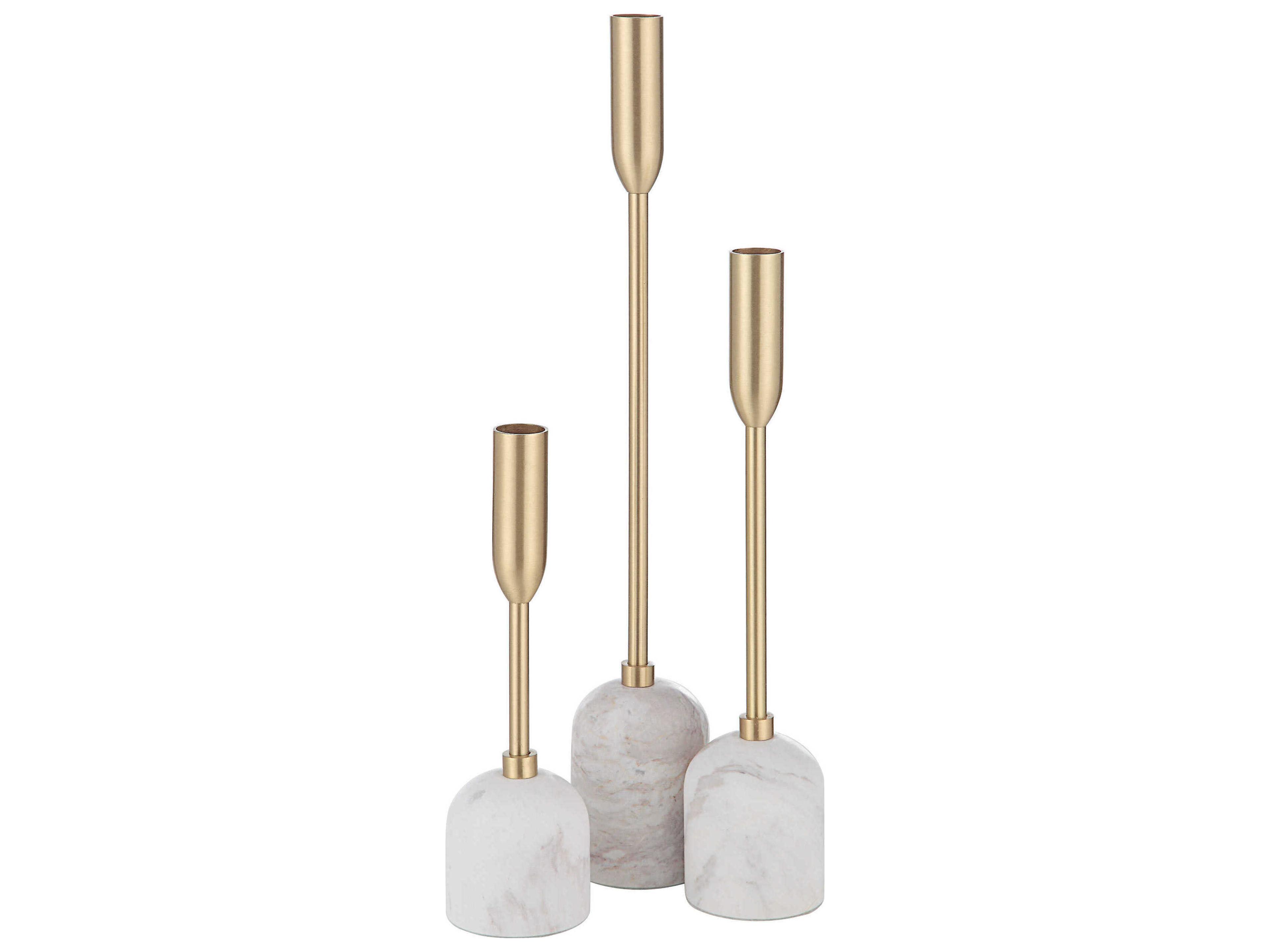 Renwil Marchesa Satin Brass Candle Holder Set of 3