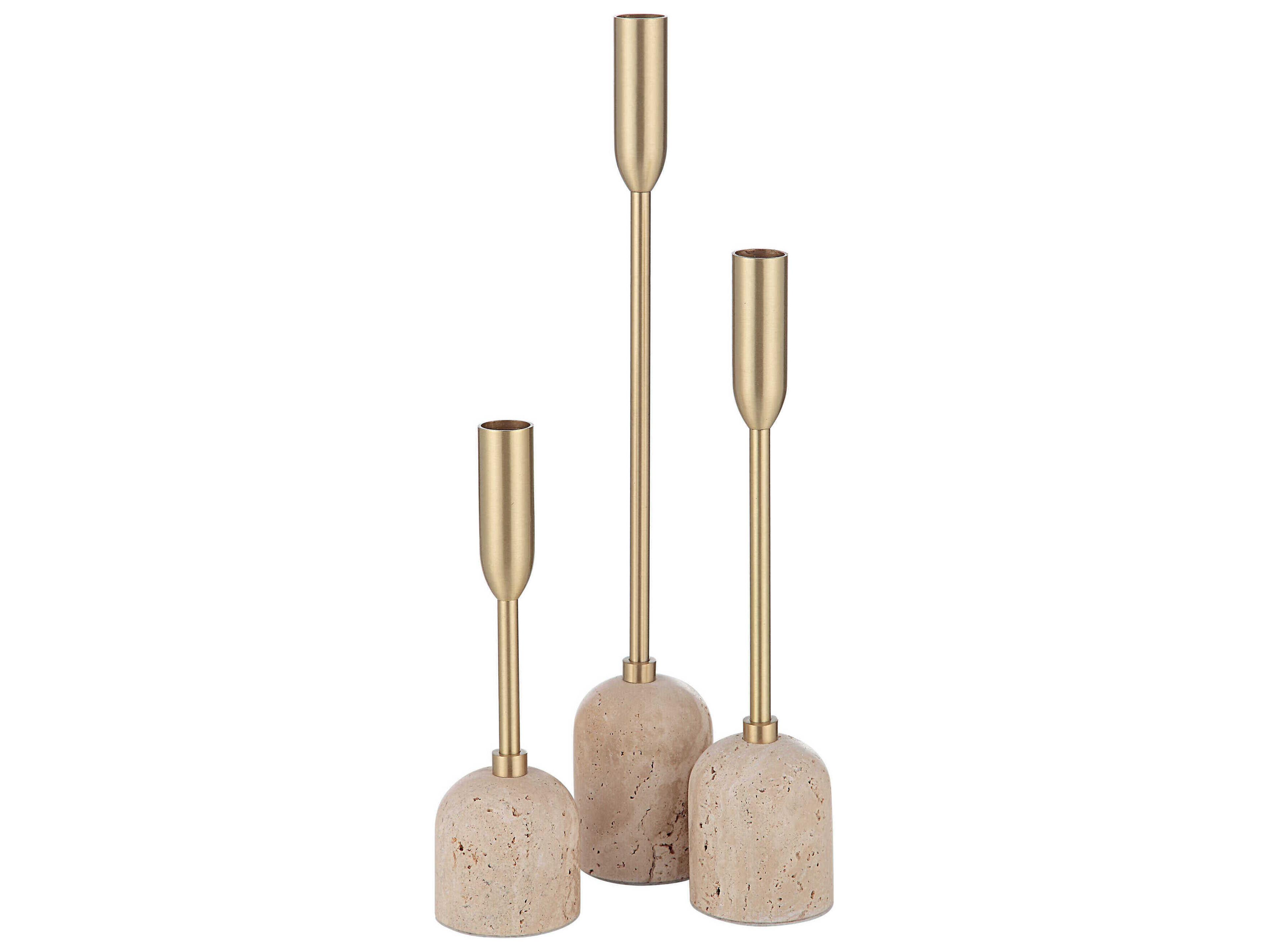 Renwil Vesta Satin Brass Candle Holder Set of 3