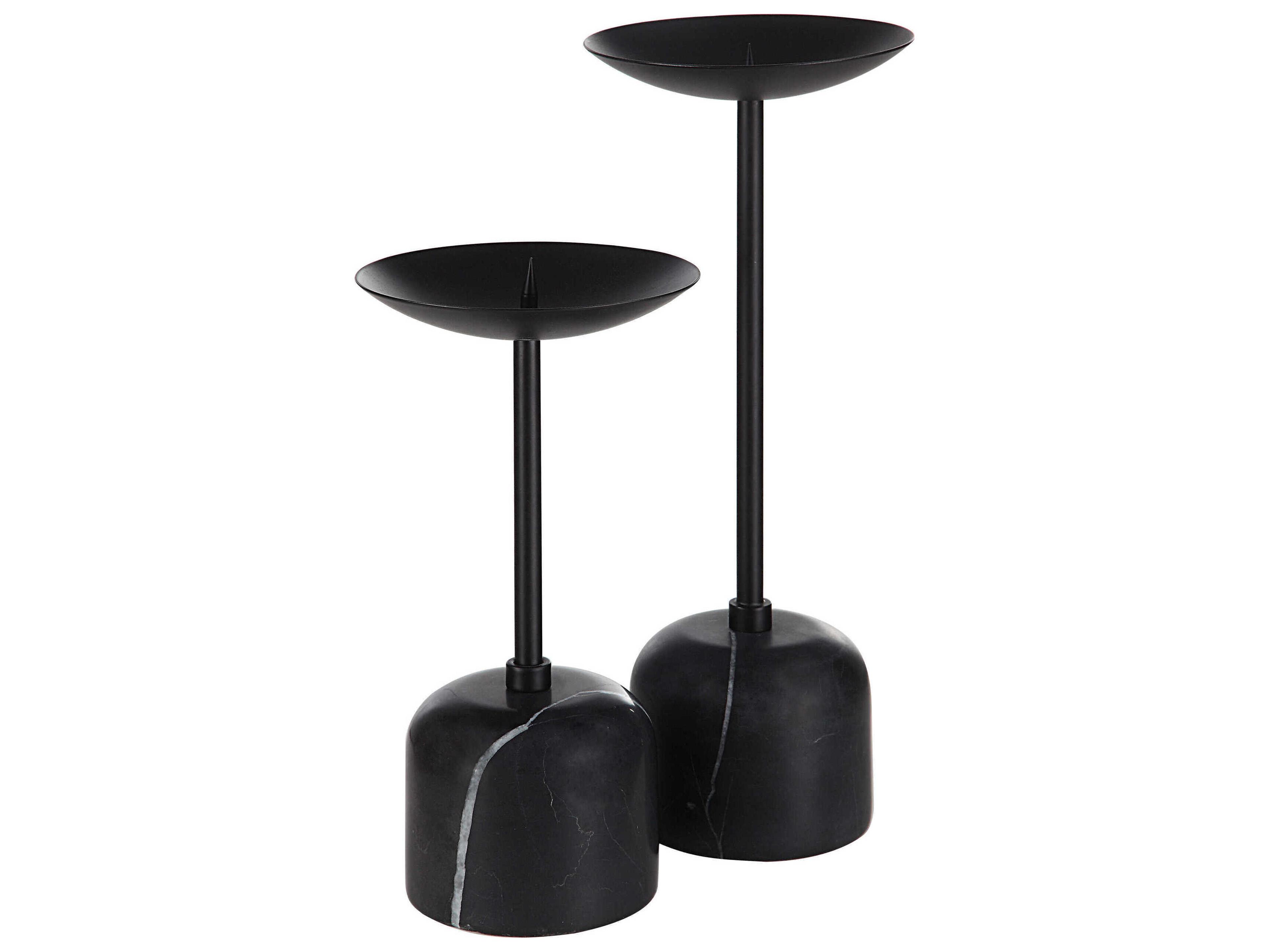 Renwil Uma Matte Black Candle Holder Set of 2