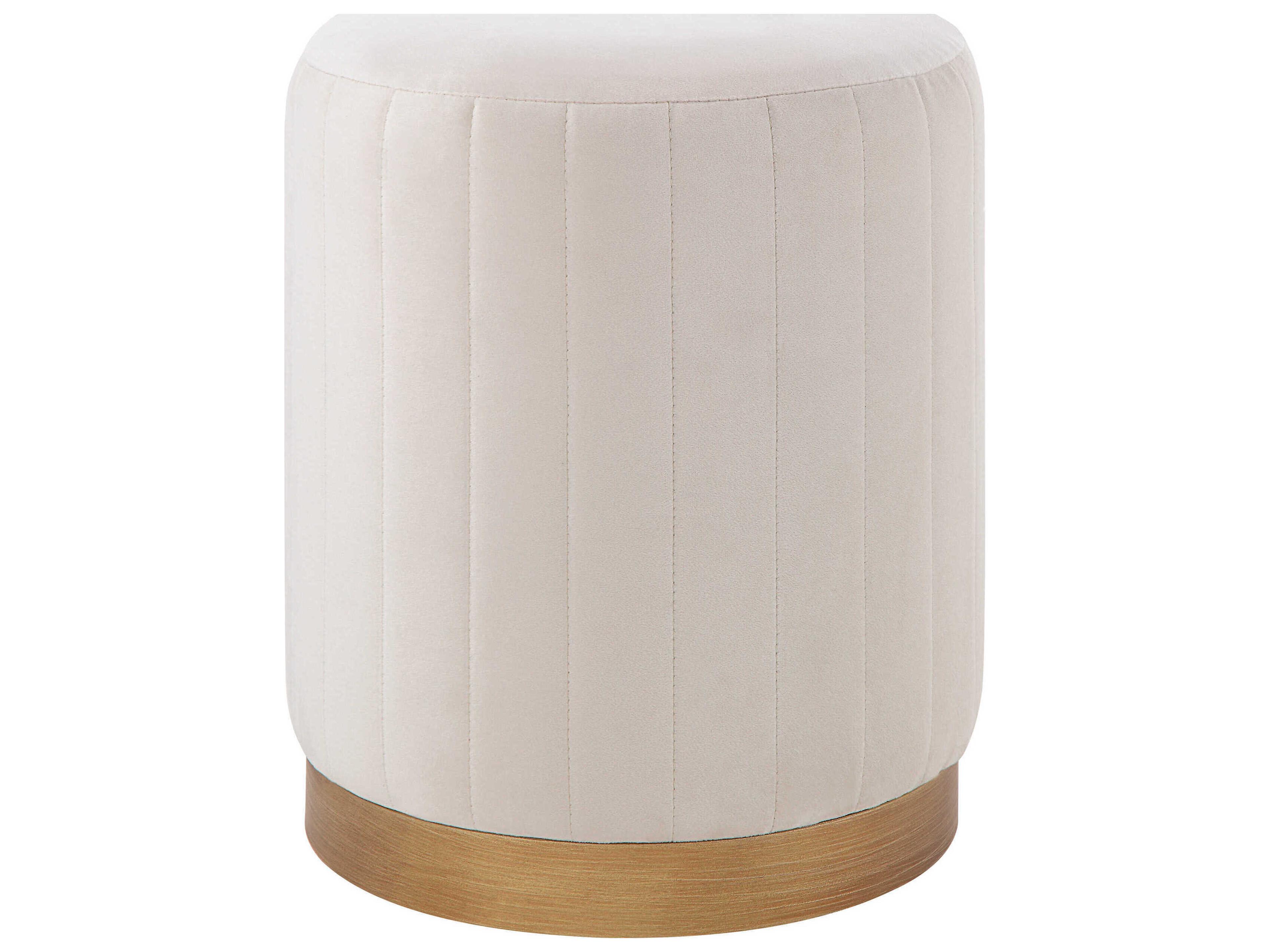 Renwil Baylor White Velvet Upholstered Ottoman