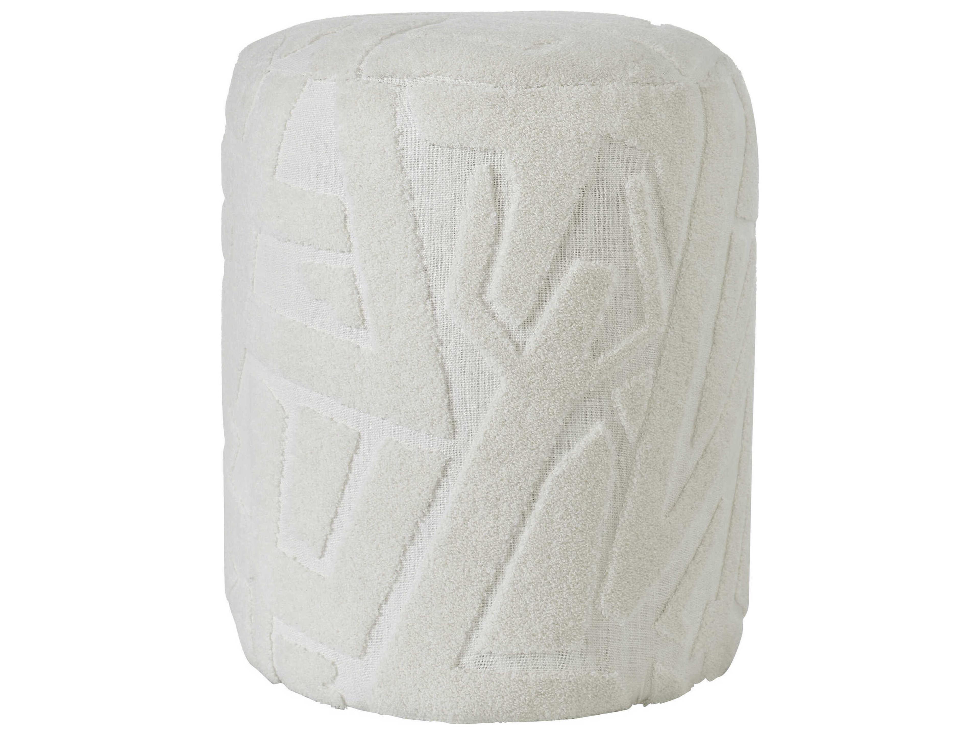 Renwil Trento Ivory White Upholstered Accent Stool