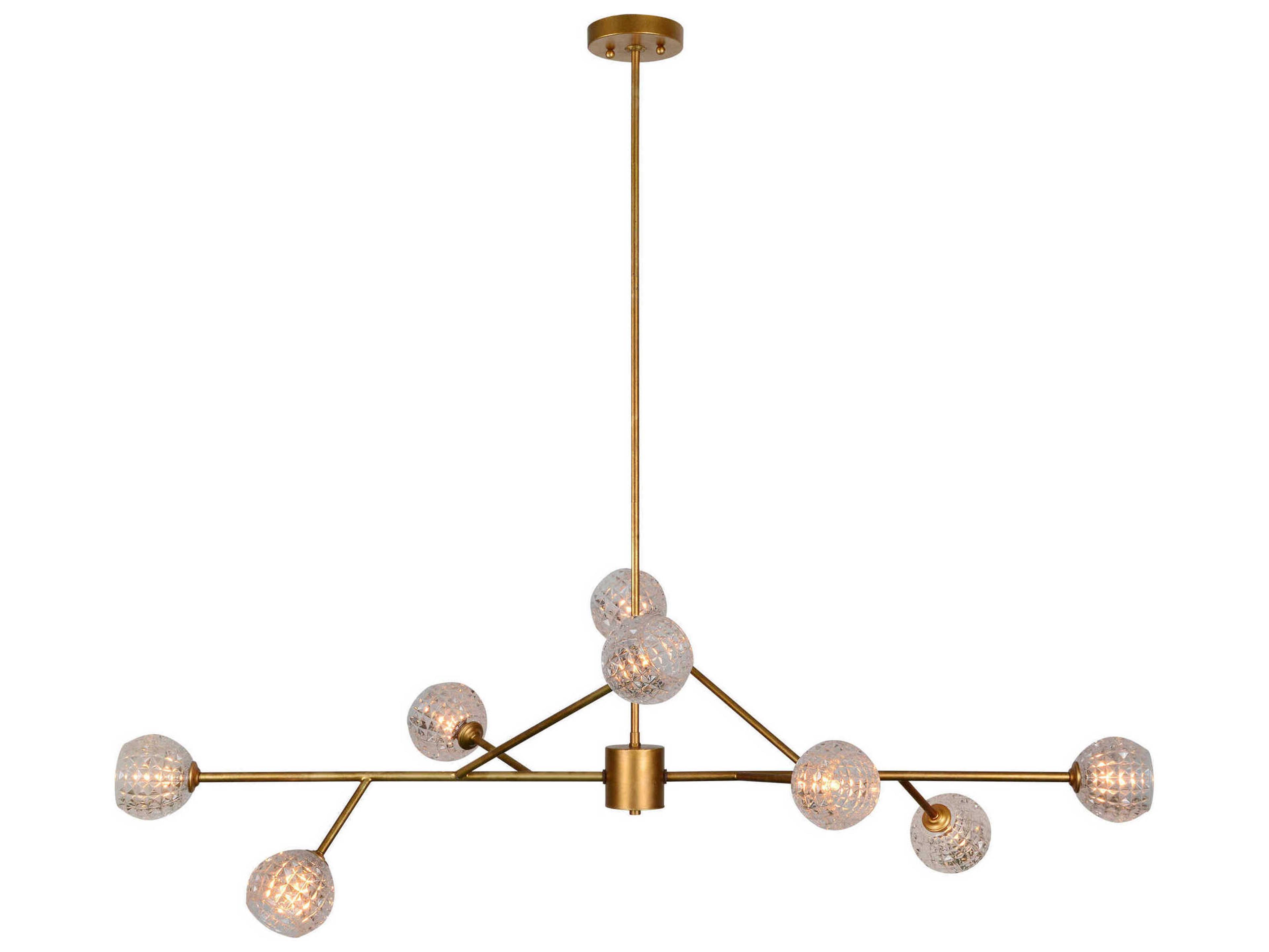 Renwil Damas 8-Light Antique Gold Globe Linear Island Pendant