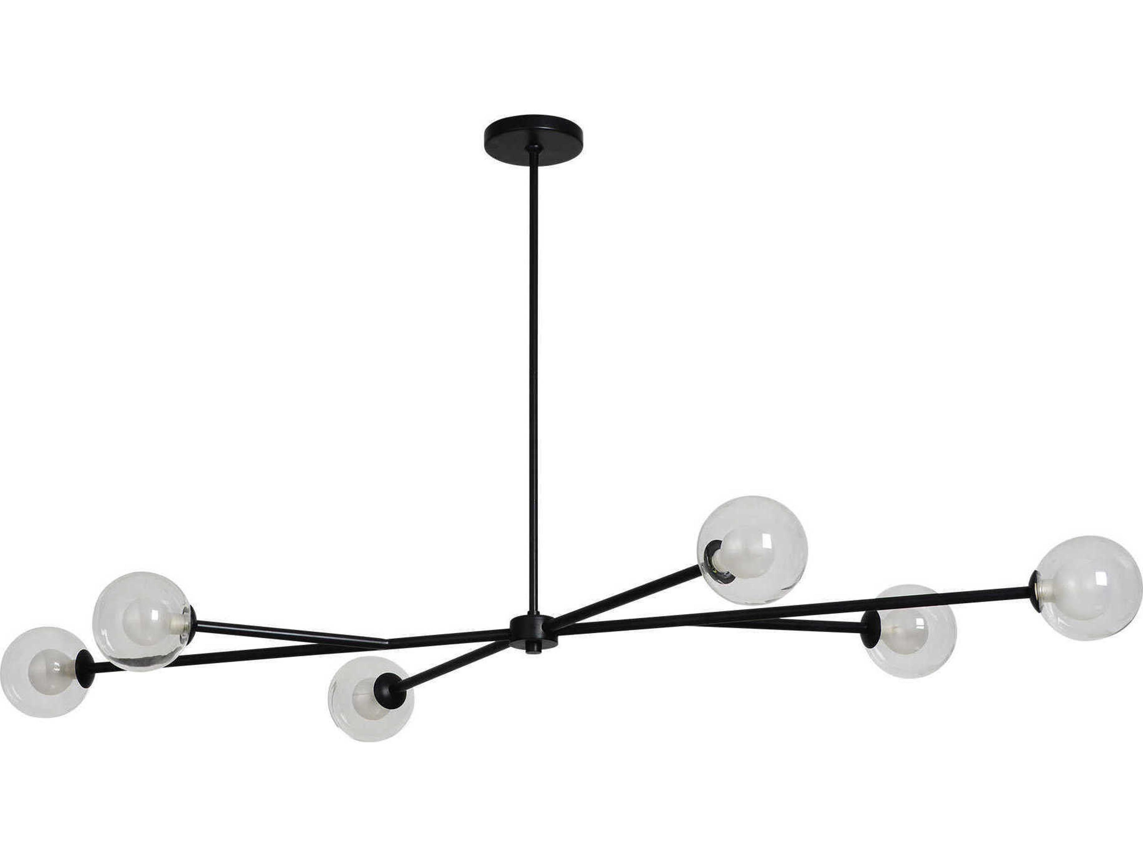 Renwil Endah 6-Light Matte Black Globe Linear Island Pendant