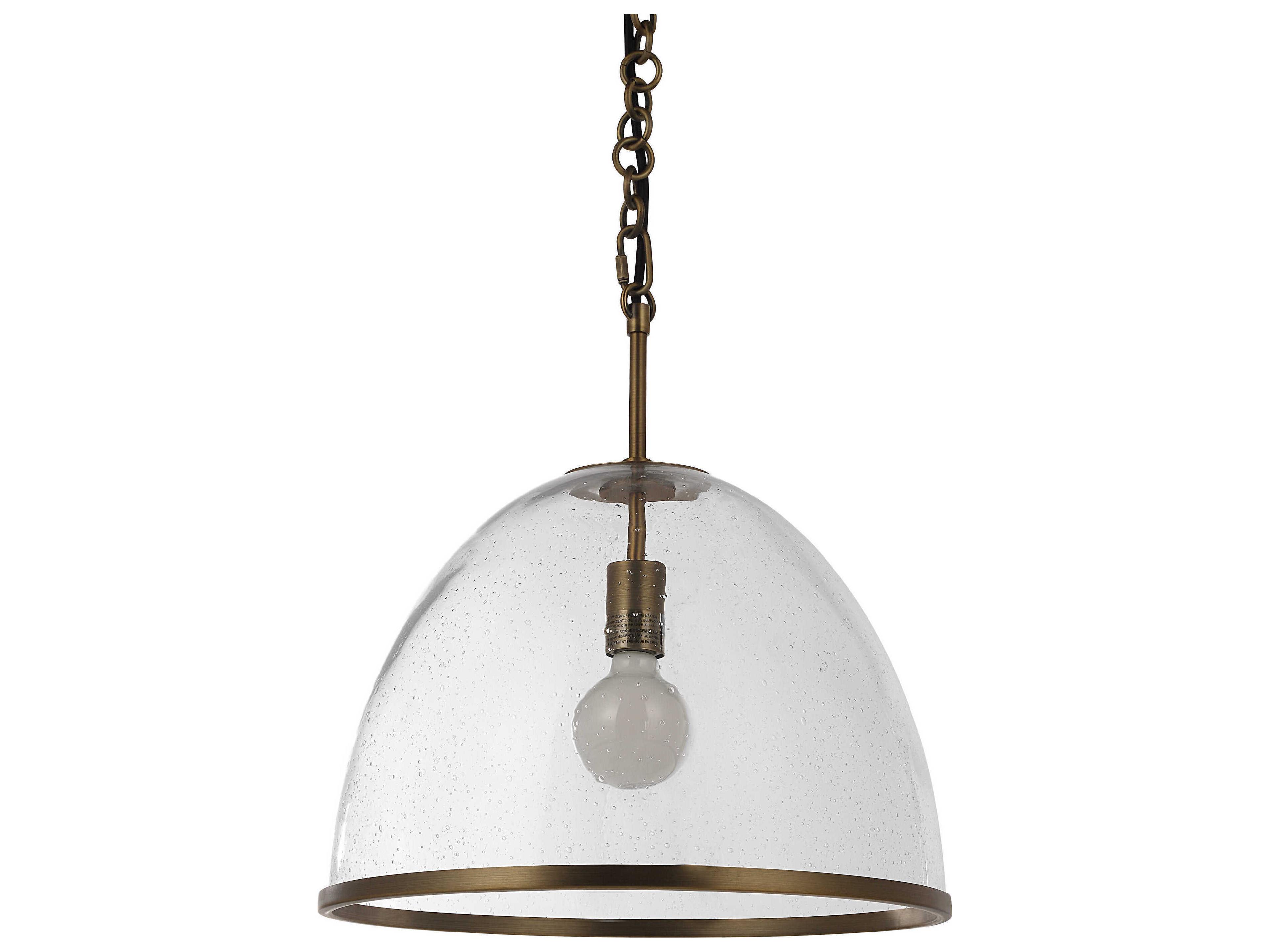 Renwil Dianella 1-Light Plated Dark Antique Brushed Brass Clear Pendant