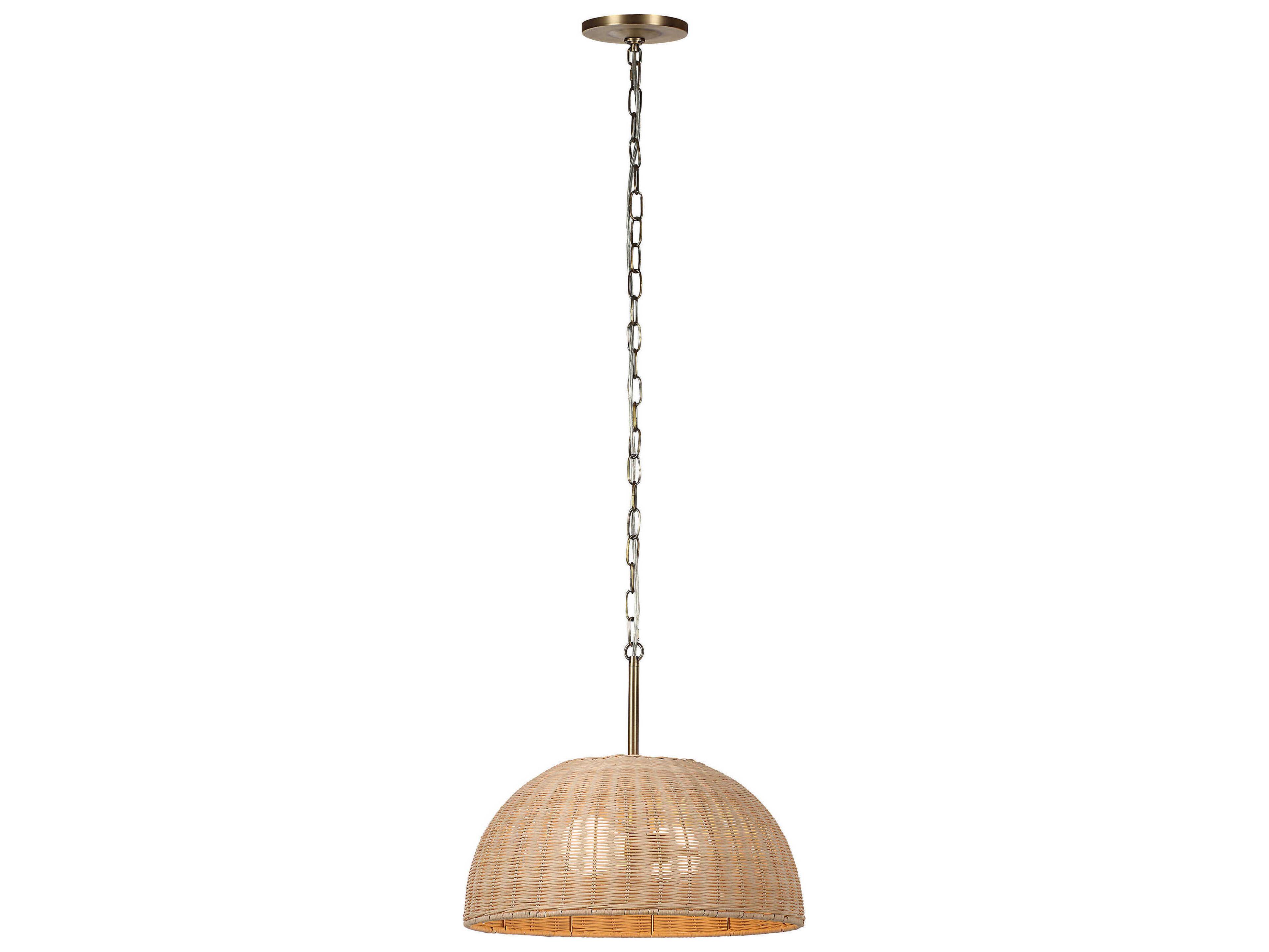 Renwil Ciara 2-Light Plated Dark Antique Brushed Brass Dome Pendant