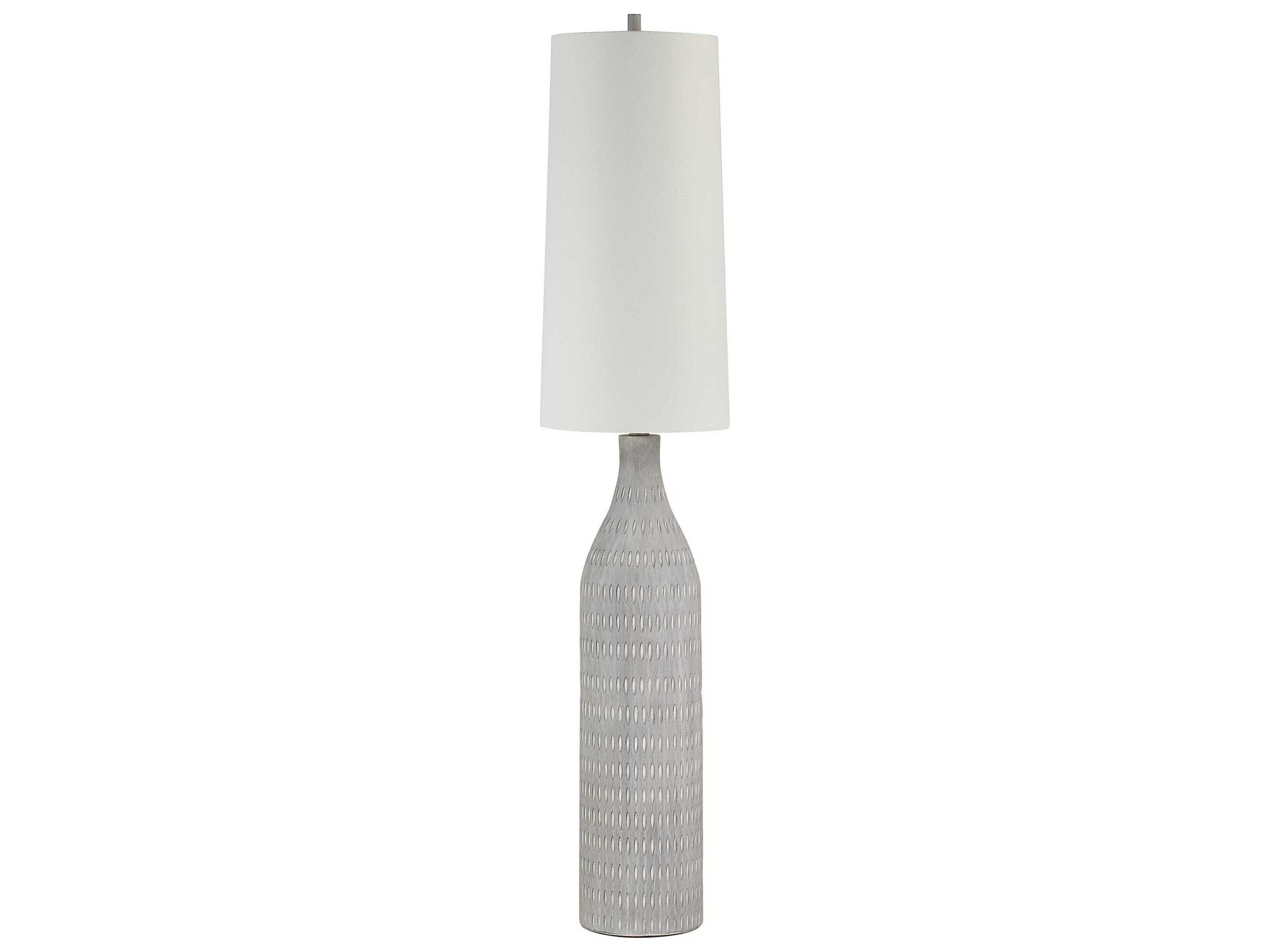 Renwil Crimsom Painted Cream Ivory Linen Off White Floor Lamp