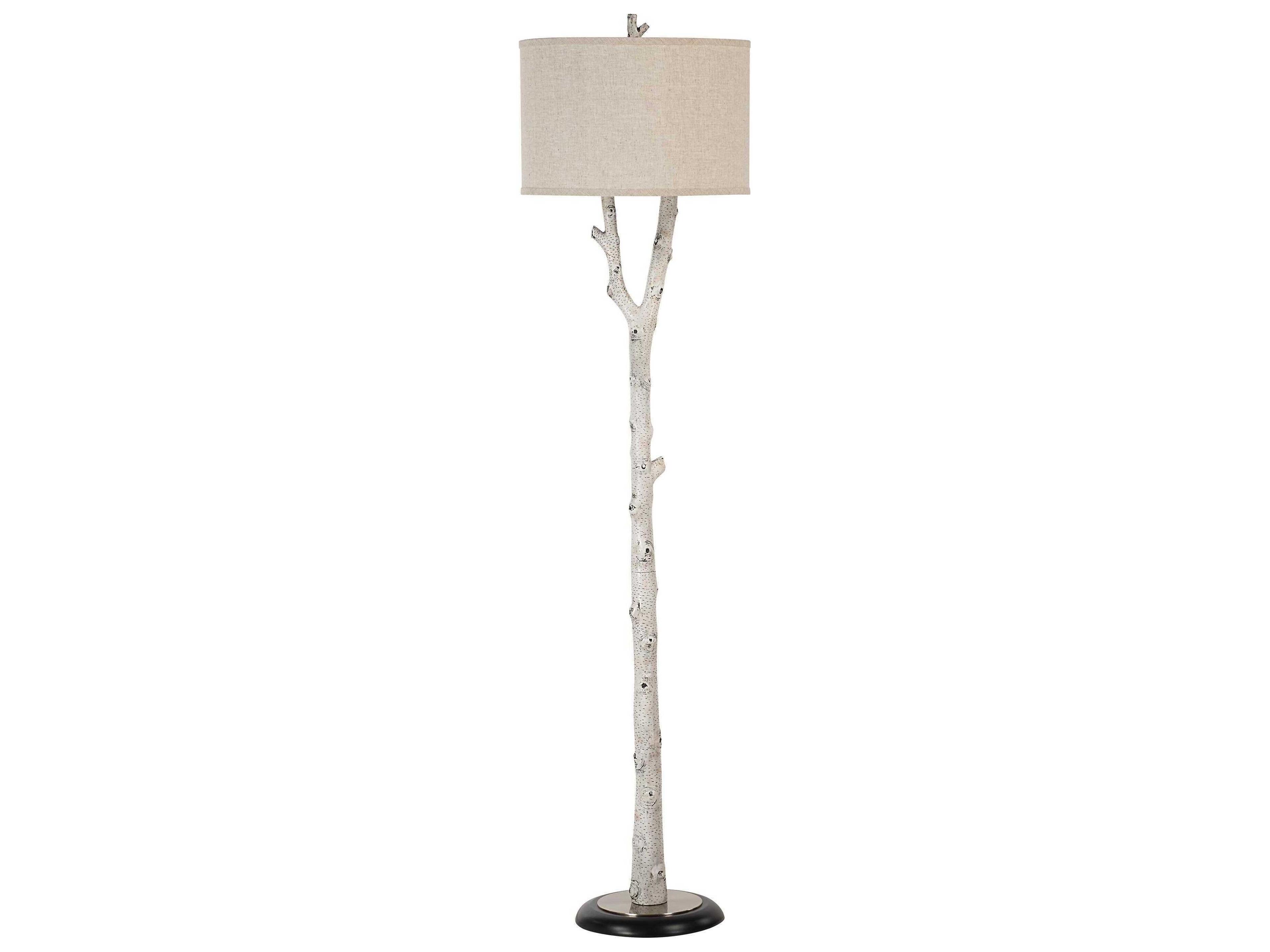 Renwil Criterion Painted White Wash Light Gray Linen Off Floor Lamp