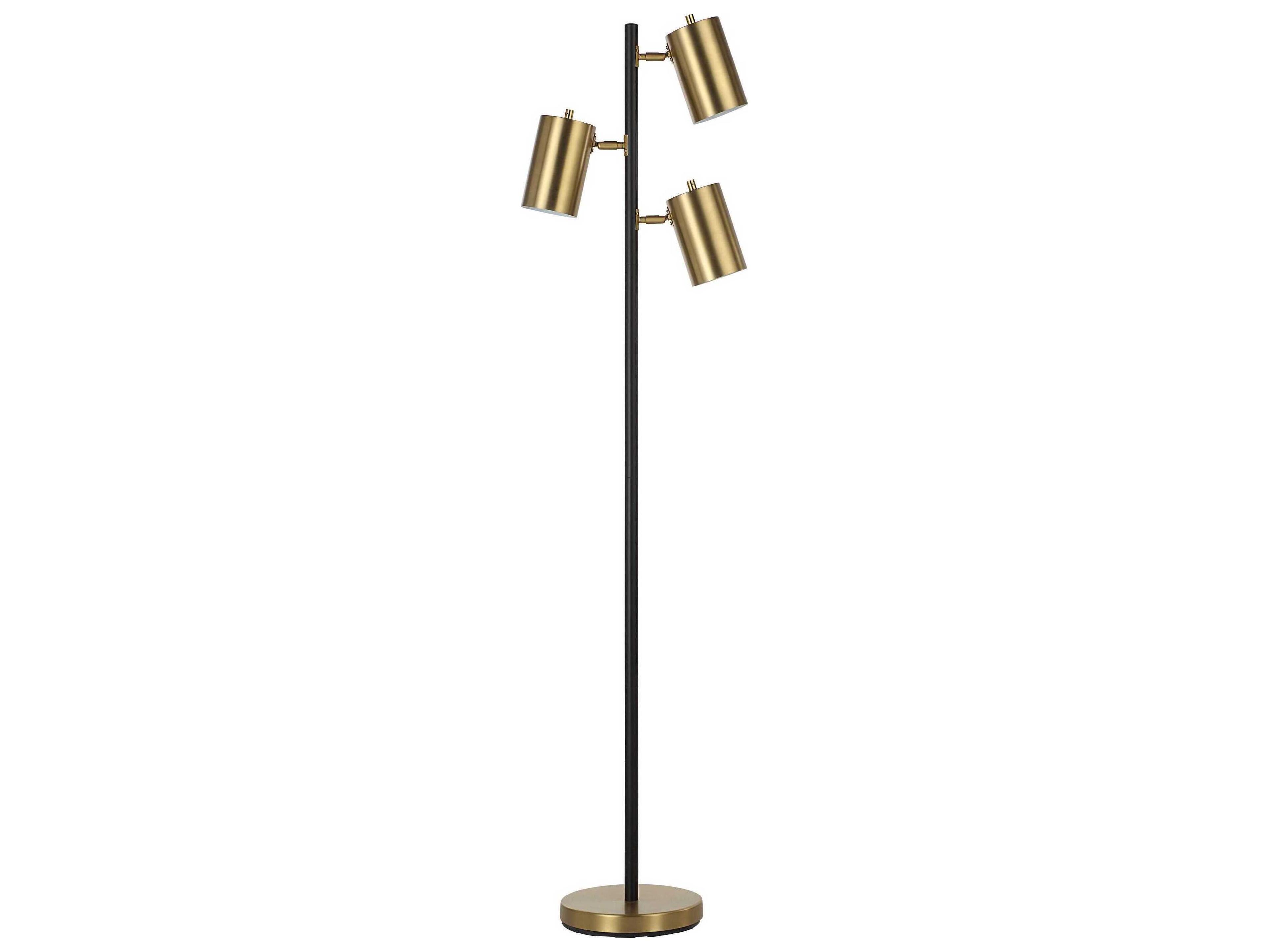 Renwil Mosaic Powder Coated Matte Black Plated Brushed Brass Iron Floor Lamp
