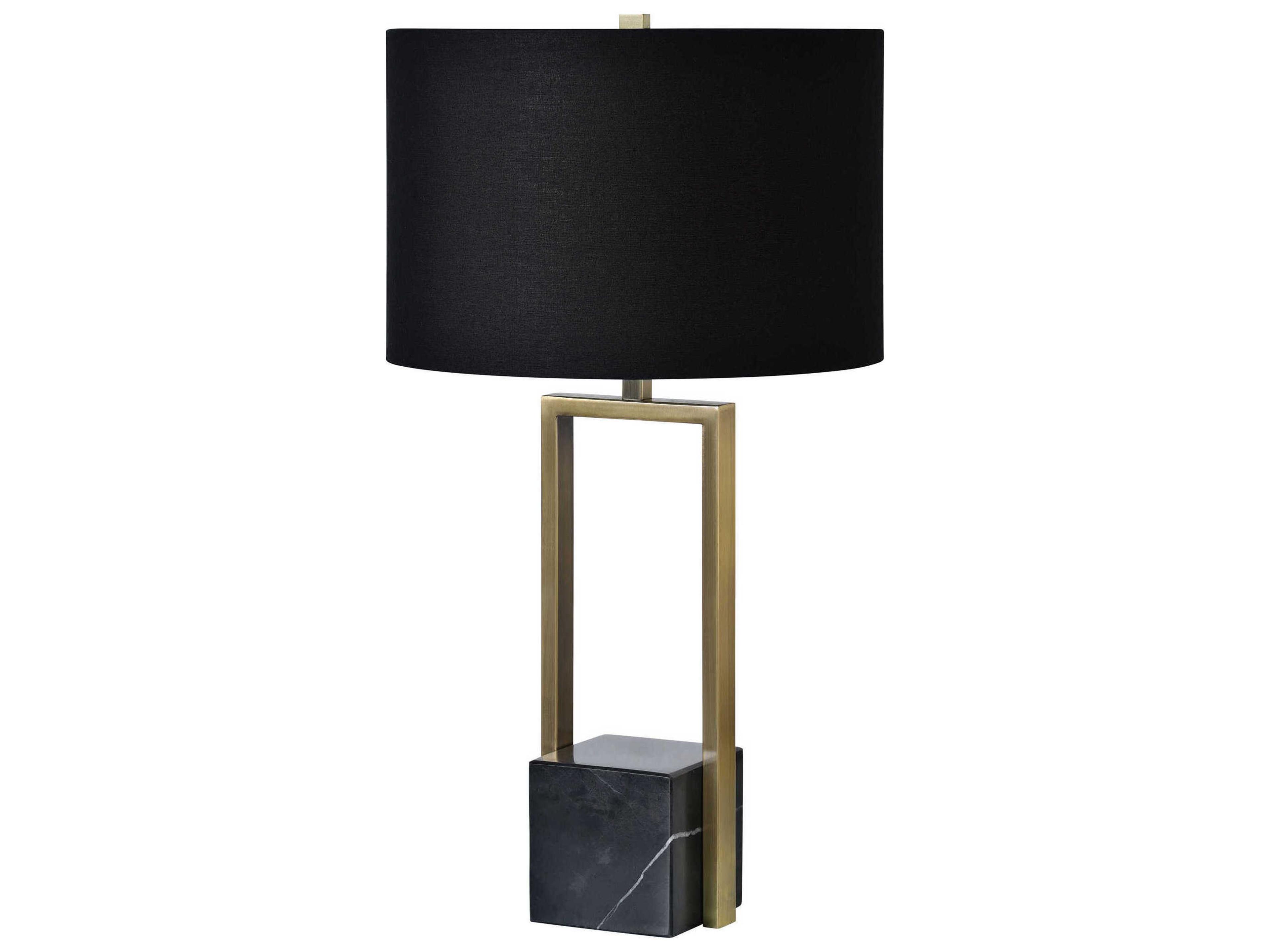 Renwil Arla Antique Brass Black Cotton Buffet Lamp