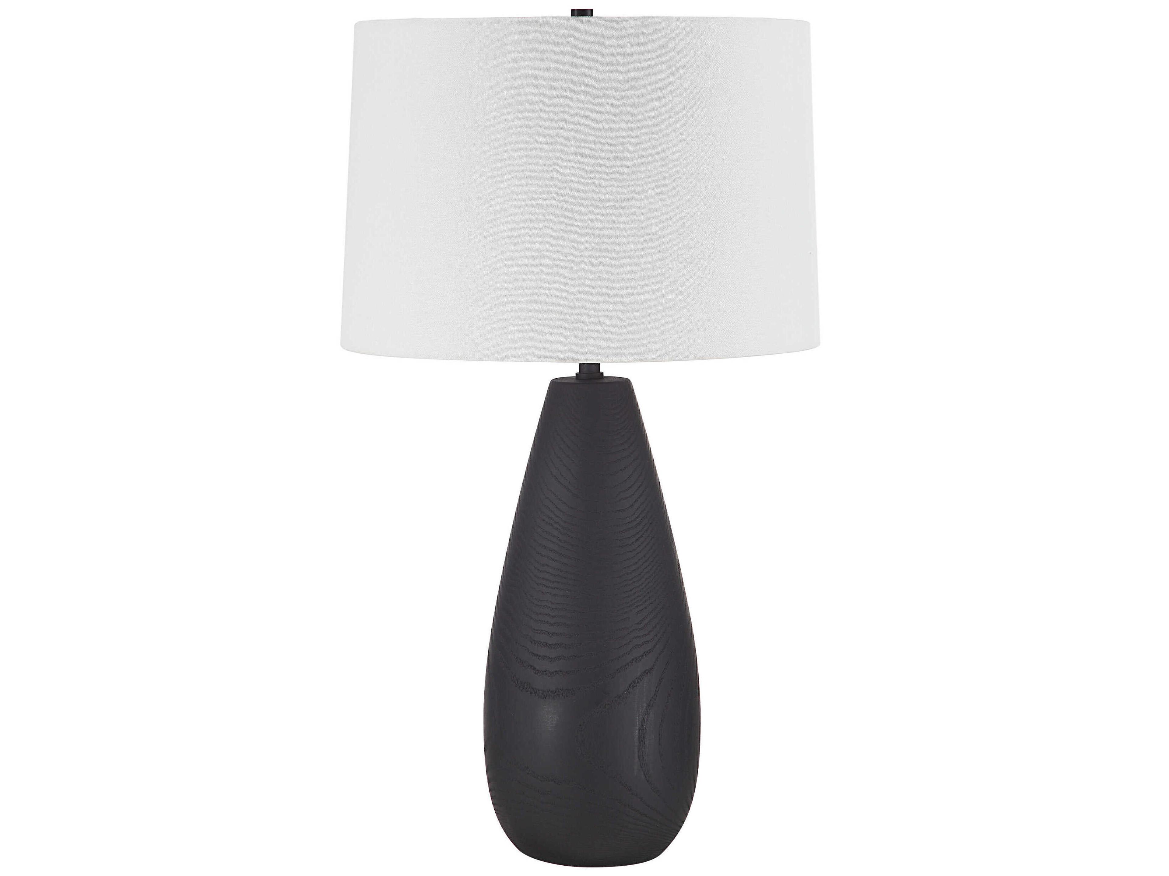 Renwil Tala Matte Black Ivory Linen Buffet Lamp