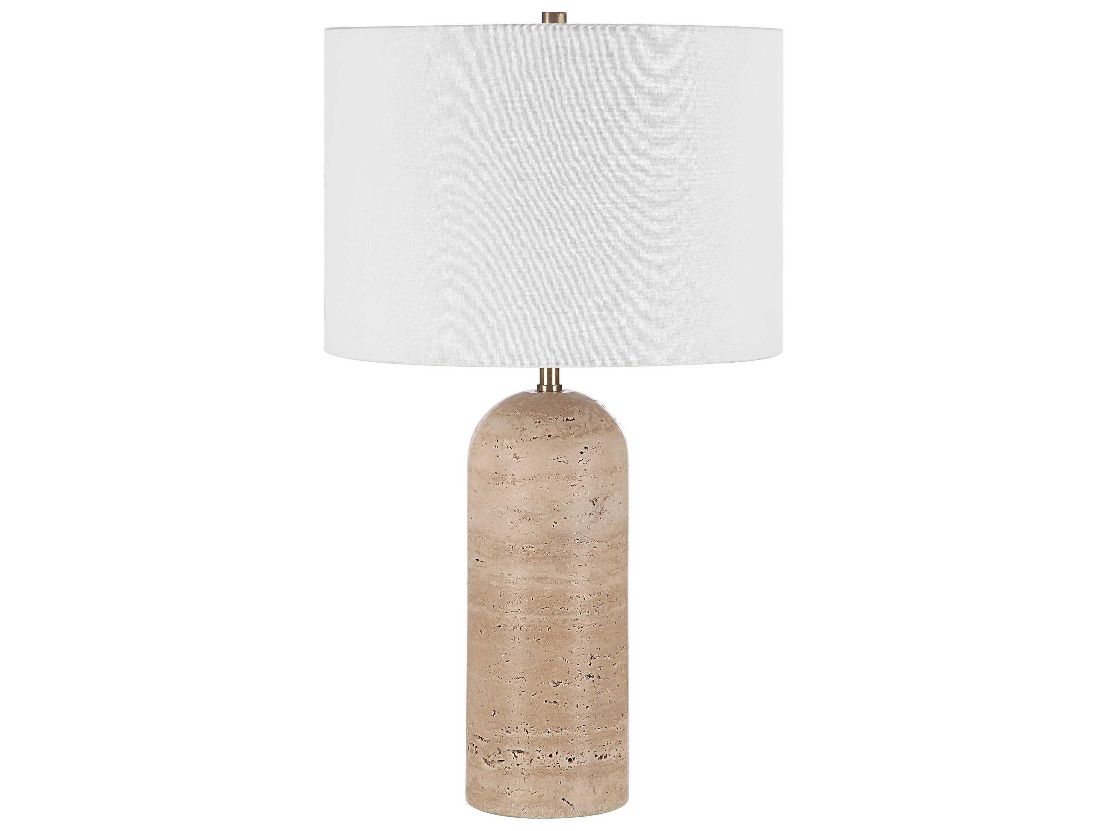 Renwil Ixora Natural Honed Ivory Linen Brown Buffet Lamp