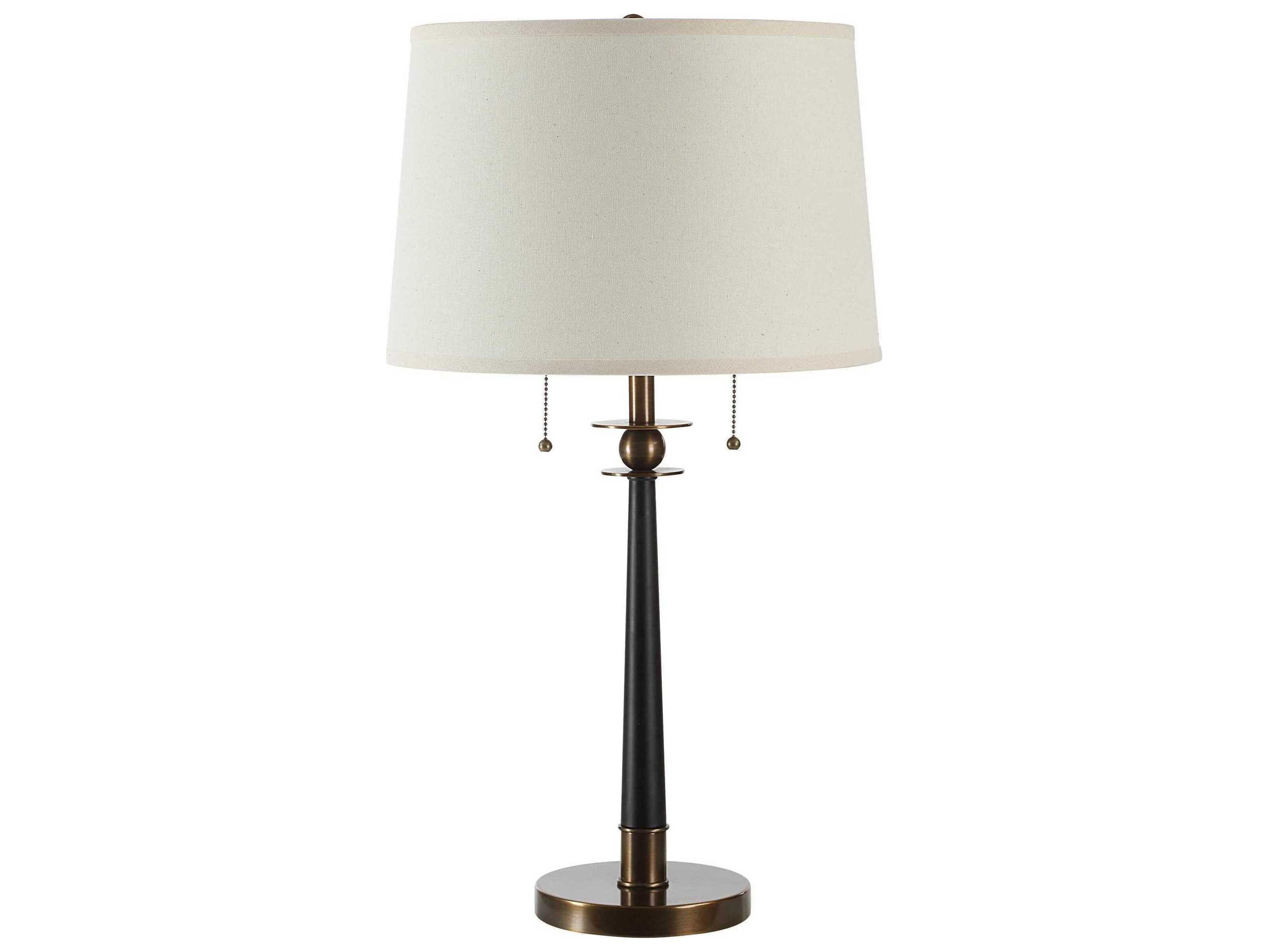 Renwil Agrinio Powder Coated Matte Black Beige Linen Buffet Lamp