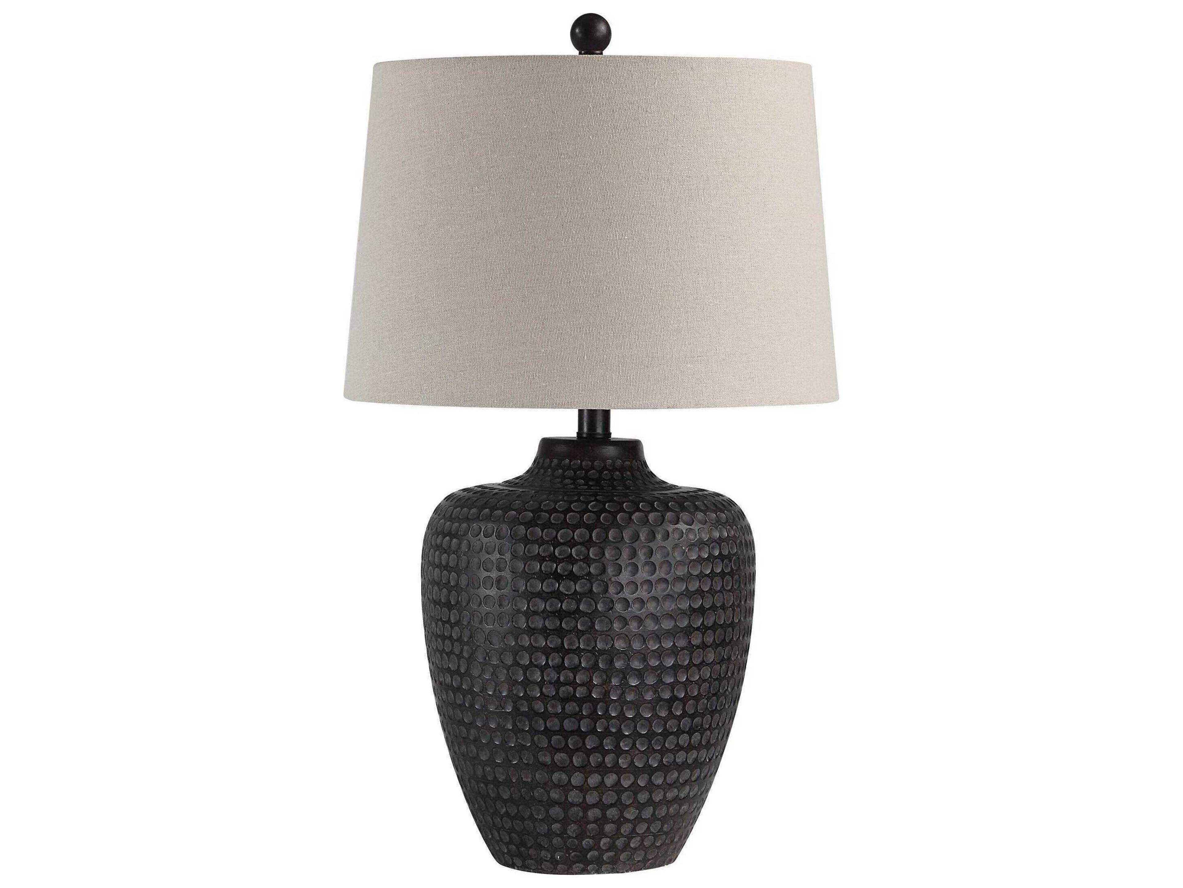 Renwil Agueda Painted Dark Brown Oatmeal Linen Buffet Lamp