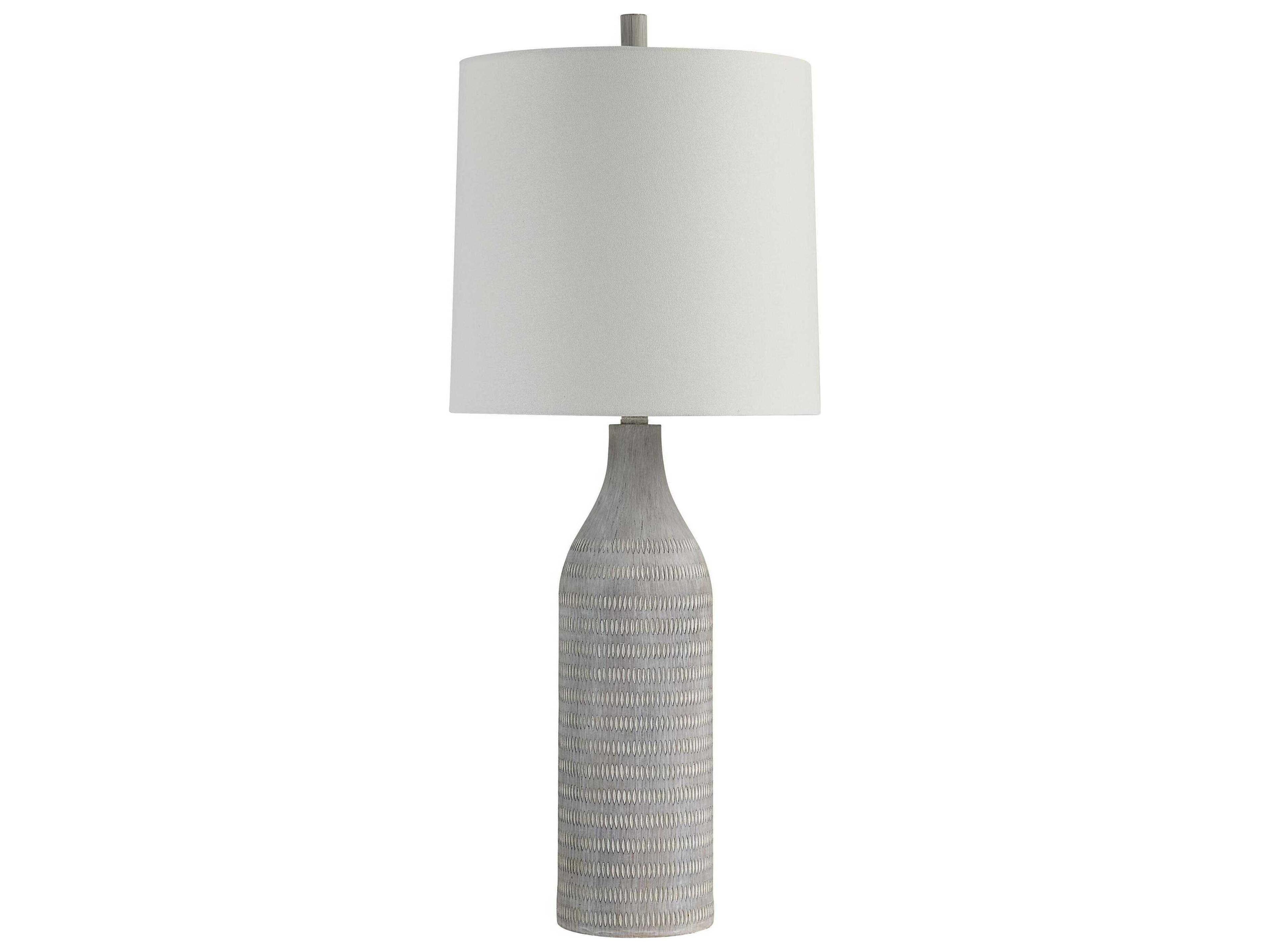 Renwil Baracoa Painted Cream Ivory Linen Gray Buffet Lamp