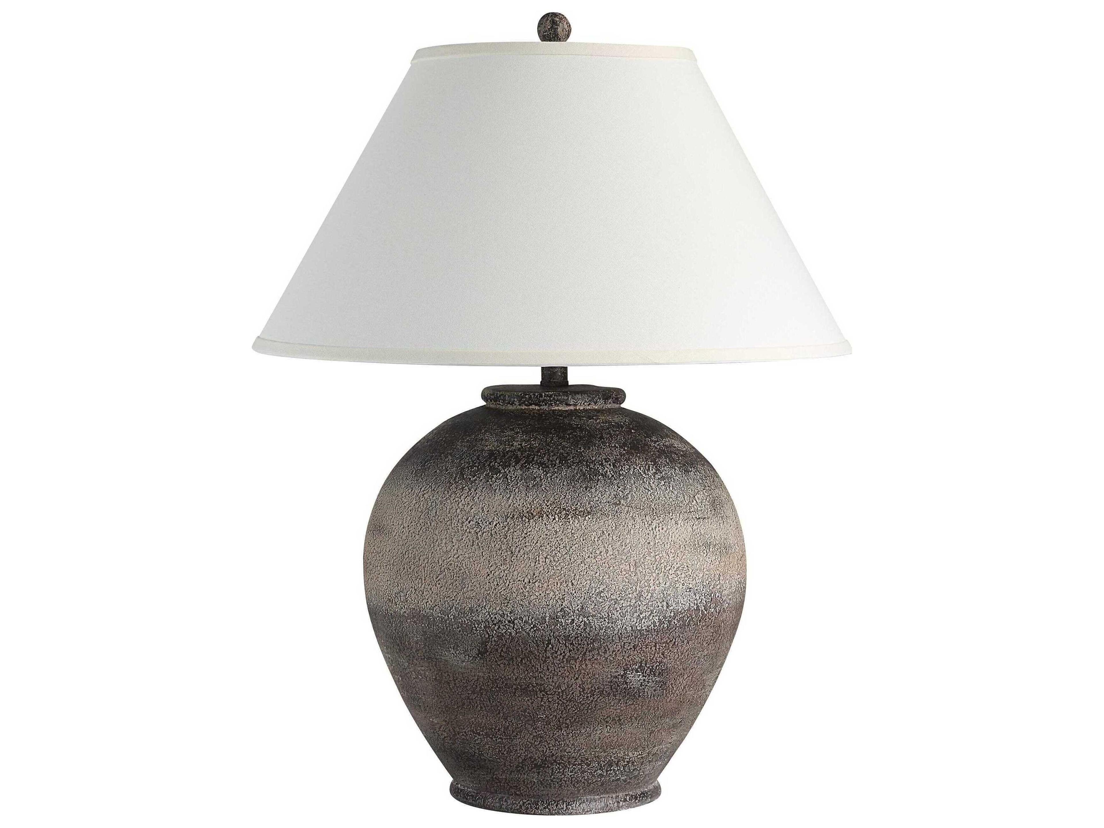 Renwil Bronce Painted Dark Brown Beige Ivory Linen Buffet Lamp