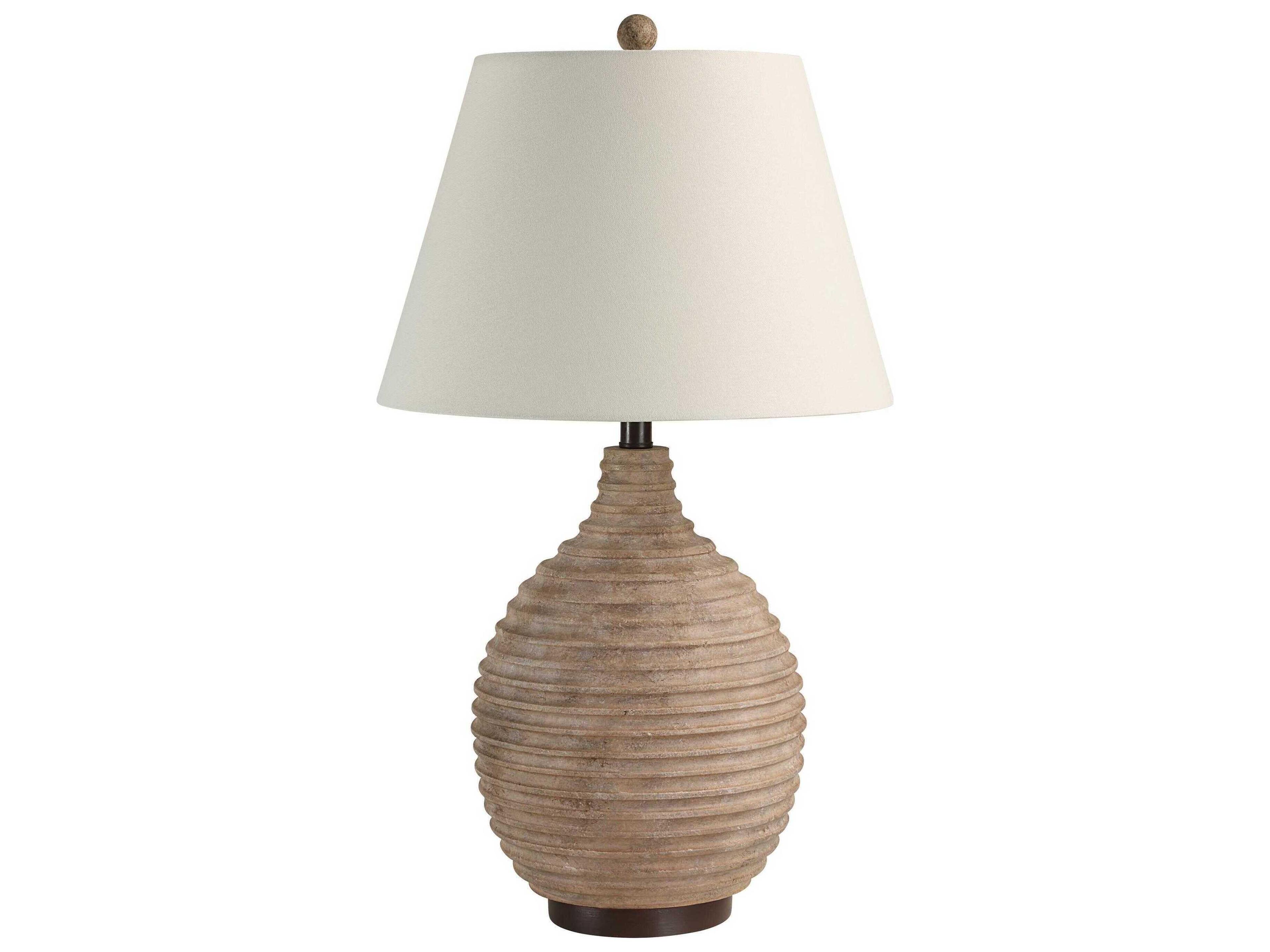 Renwil Cebada Painted Textured Brown Beige Ivory Linen Buffet Lamp