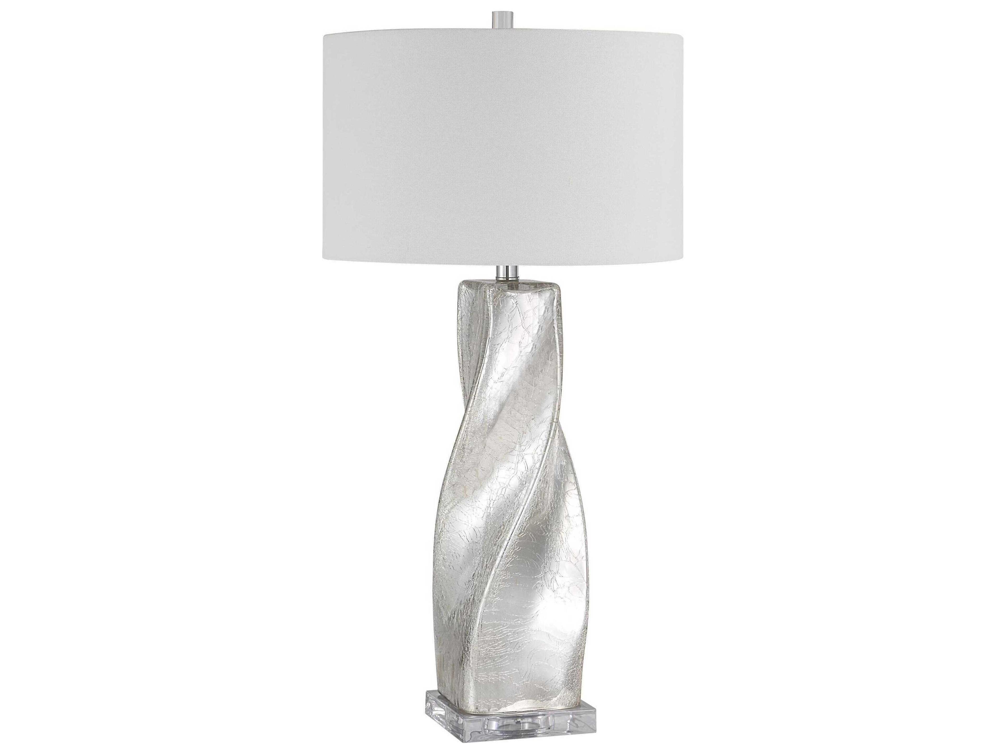 Renwil Lyons Plated Crackled Mercury Silver Buffet Lamp