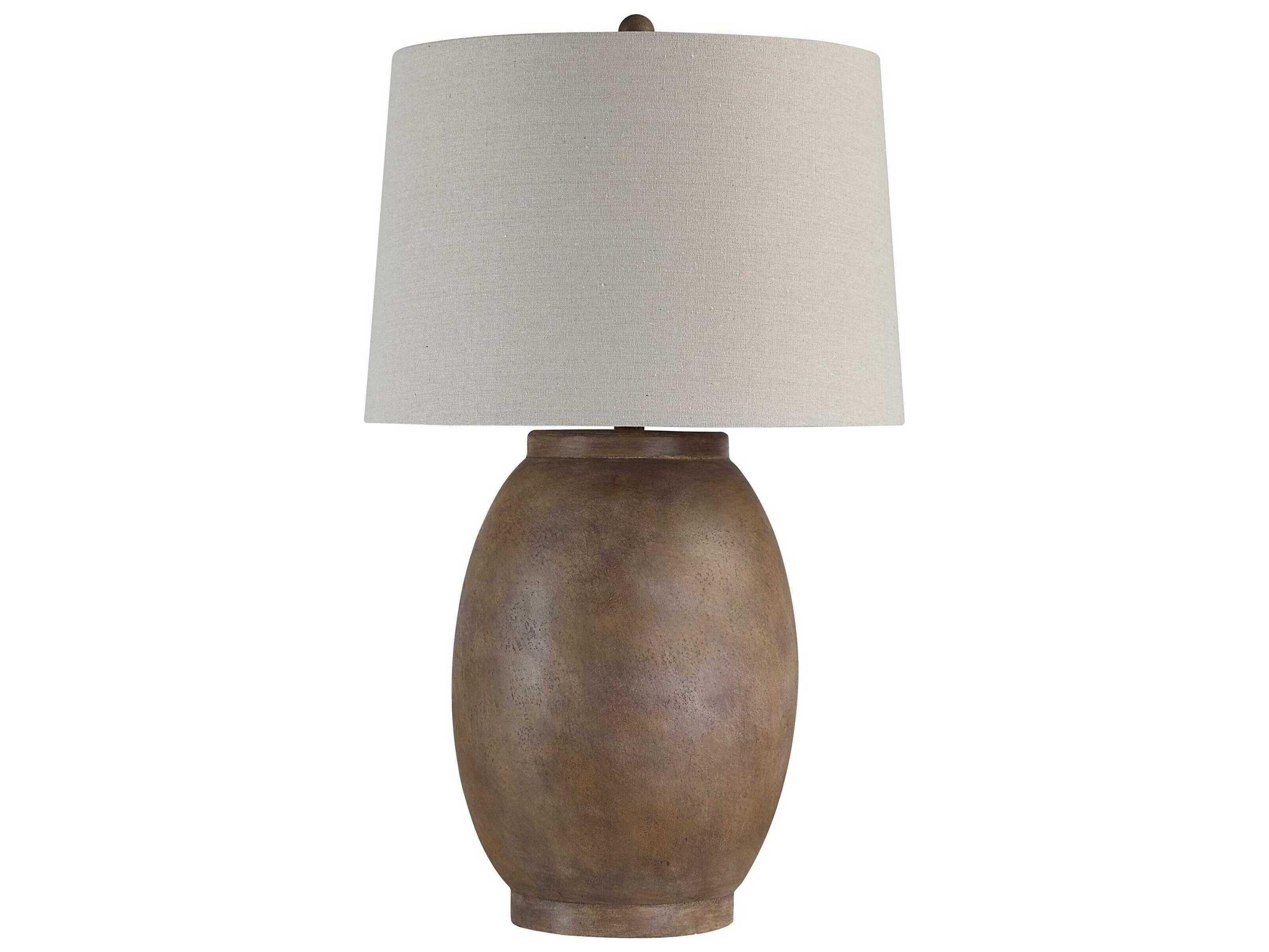 Renwil Naima Painted Brown Oatmeal Linen Buffet Lamp