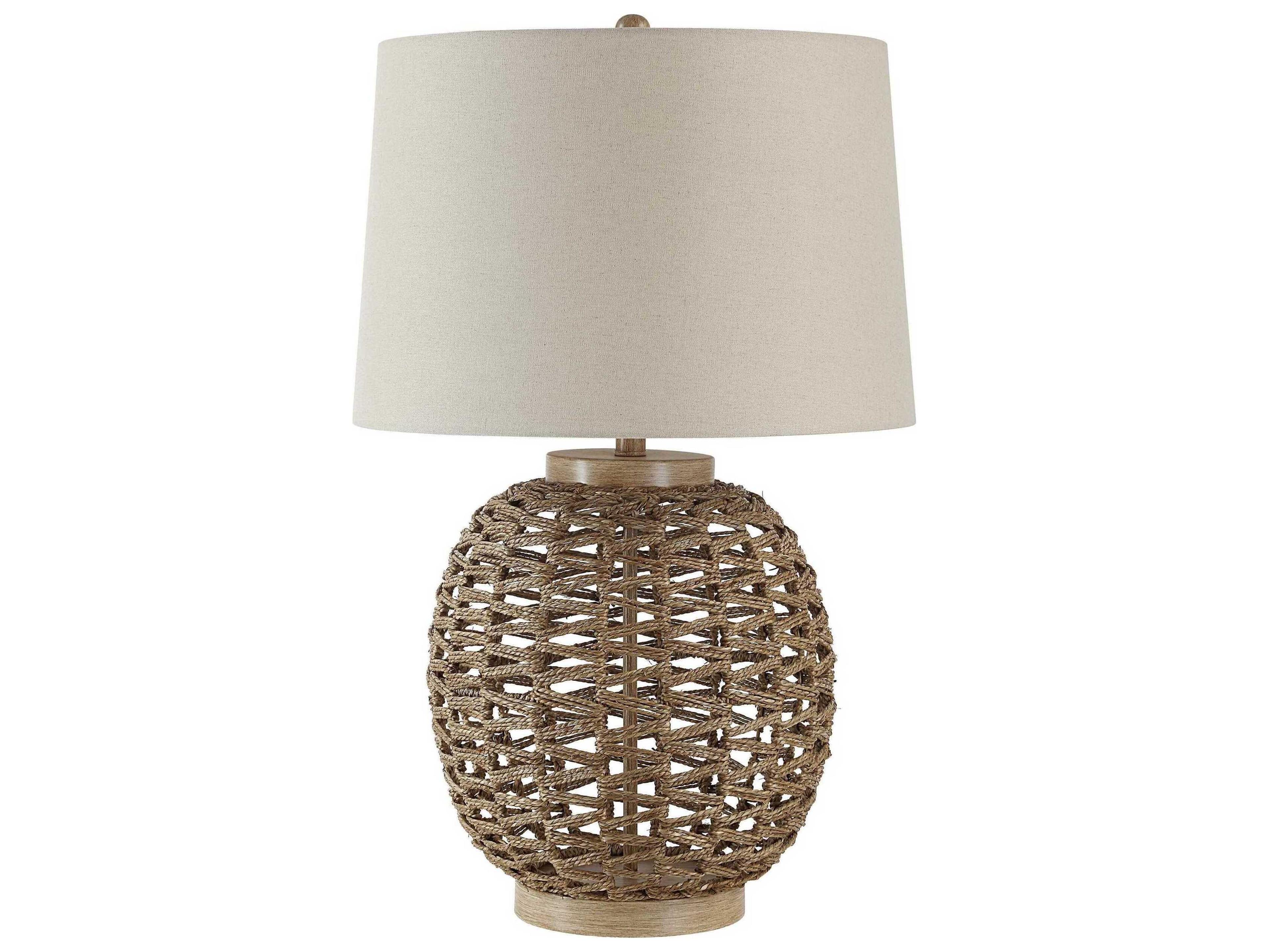 Renwil Noa Painted Natural Oatmeal Linen Brown Buffet Lamp