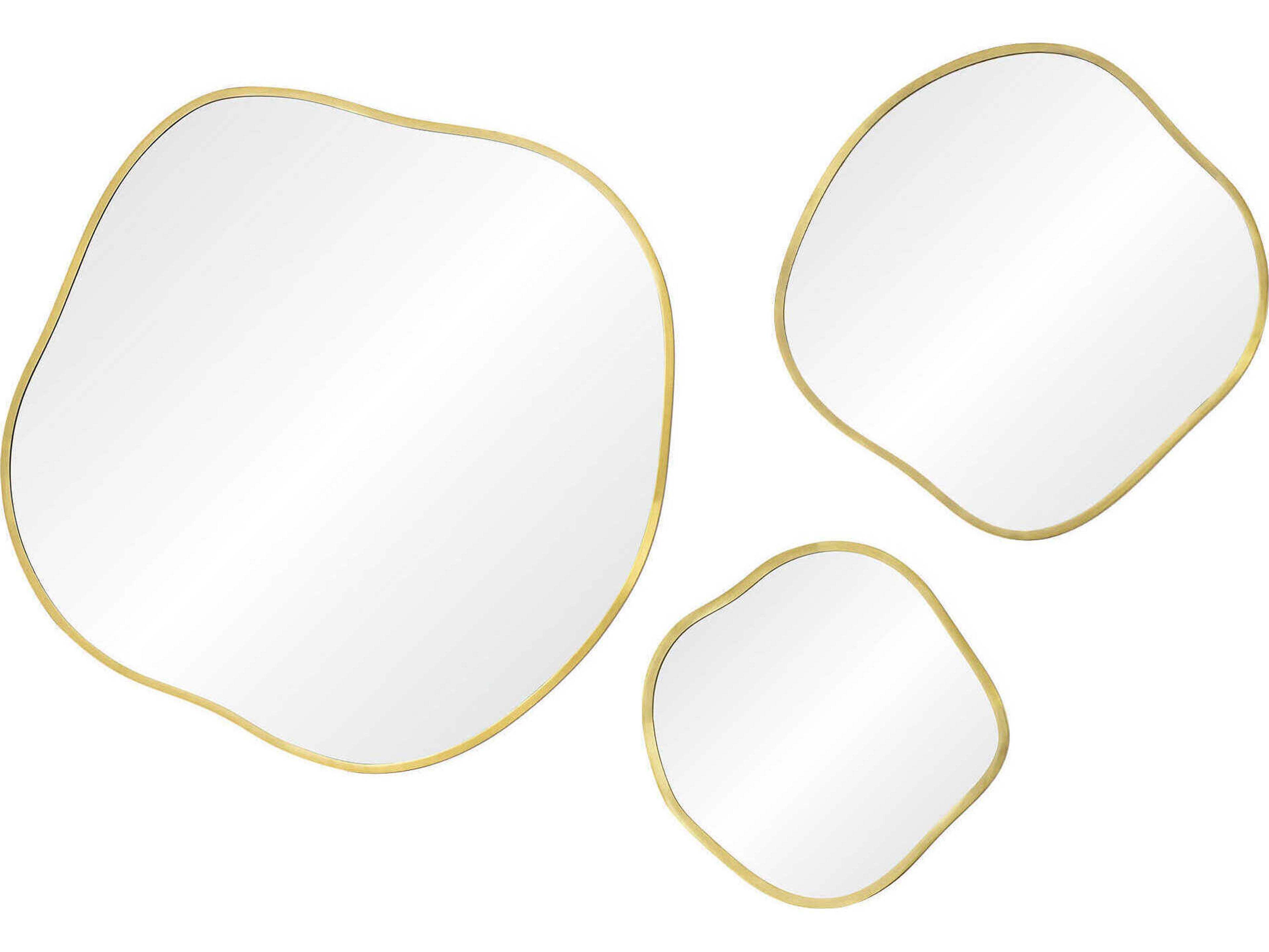 Renwil Nucleus Satin Brass Irregular Wall Mirror Set of 3