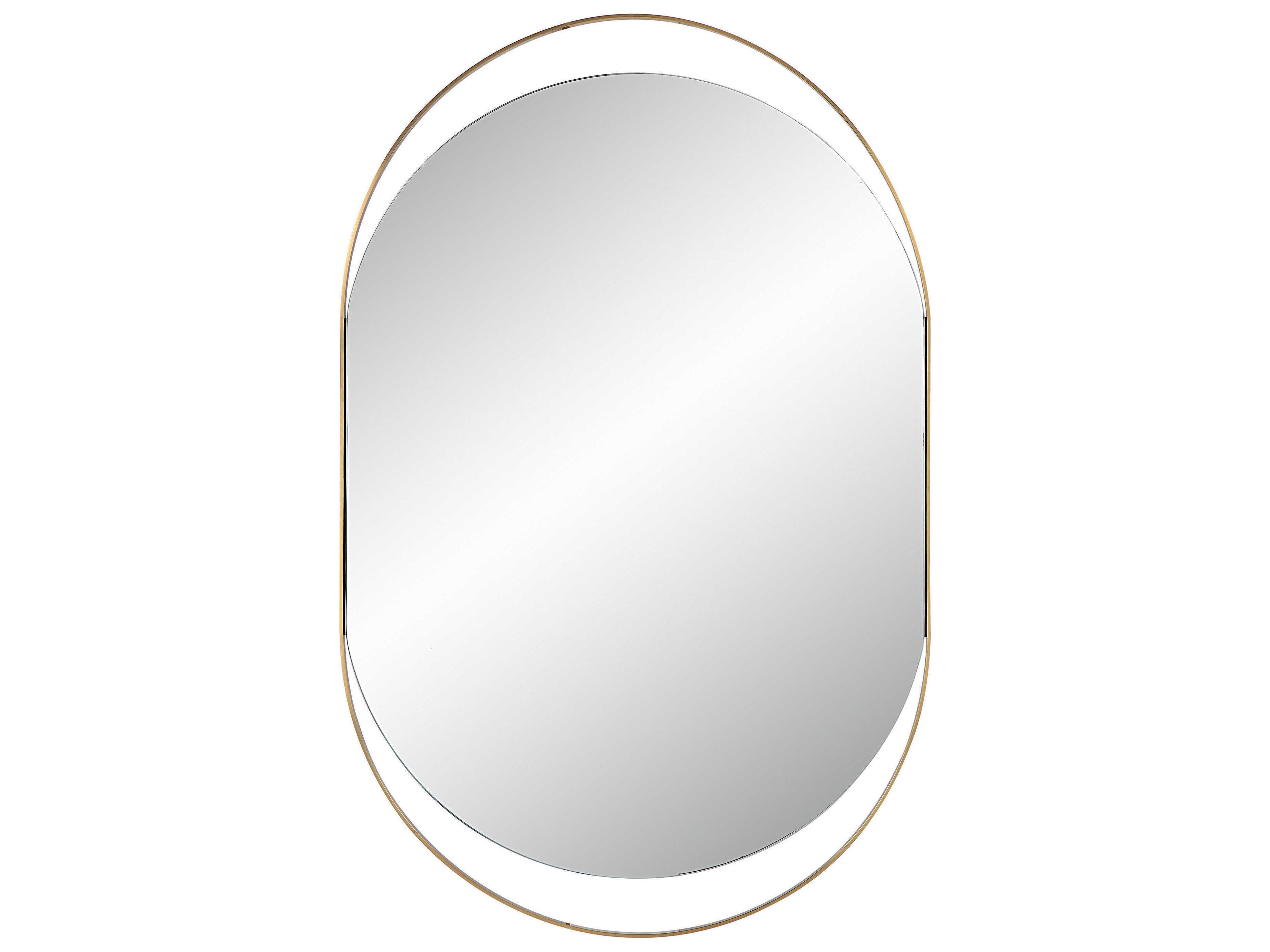 Renwil Ecru Satin Brass Oval Wall Mirror