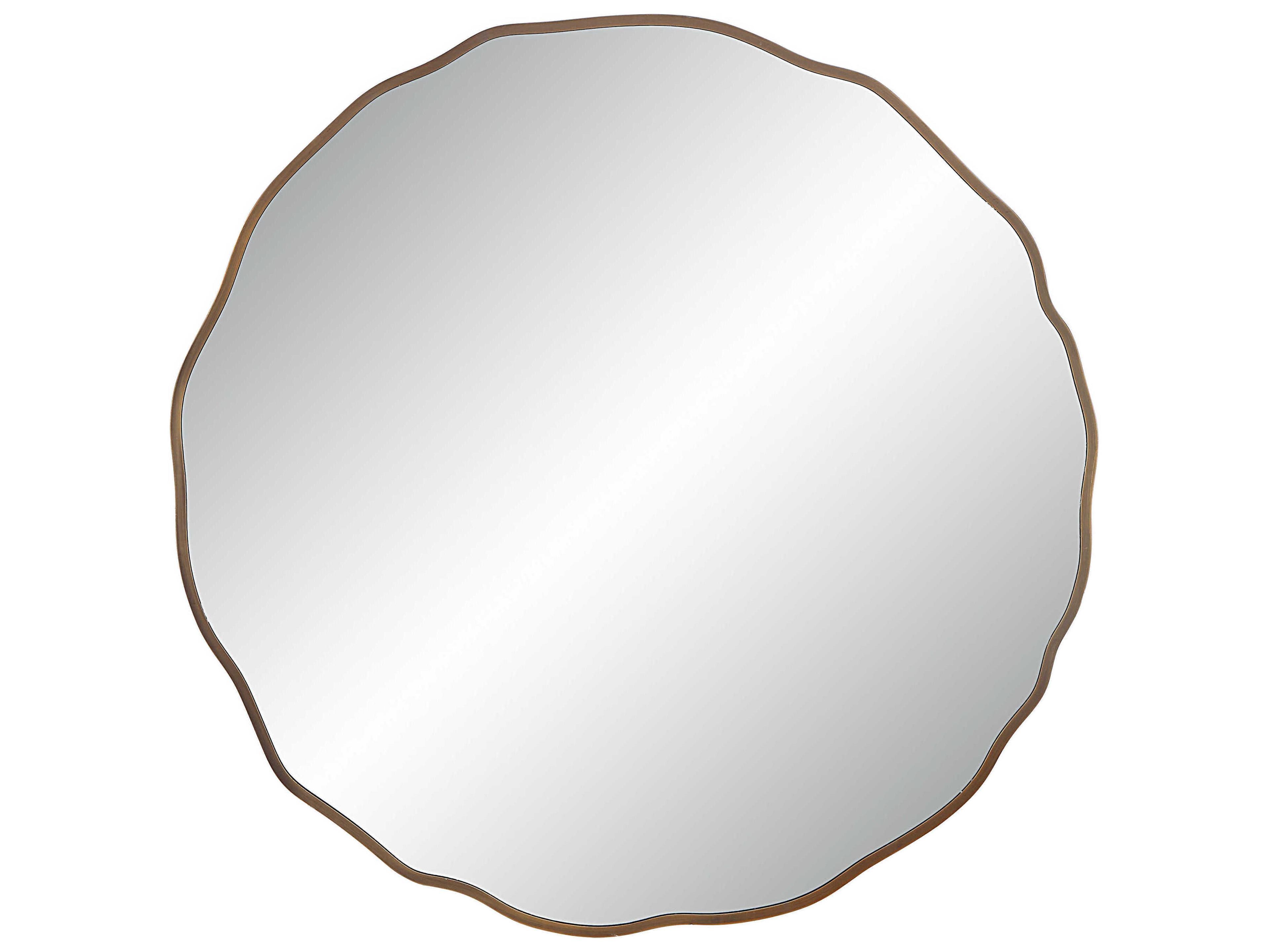 Renwil Bern Dark Antique Brushed Brass Round Wall Mirror