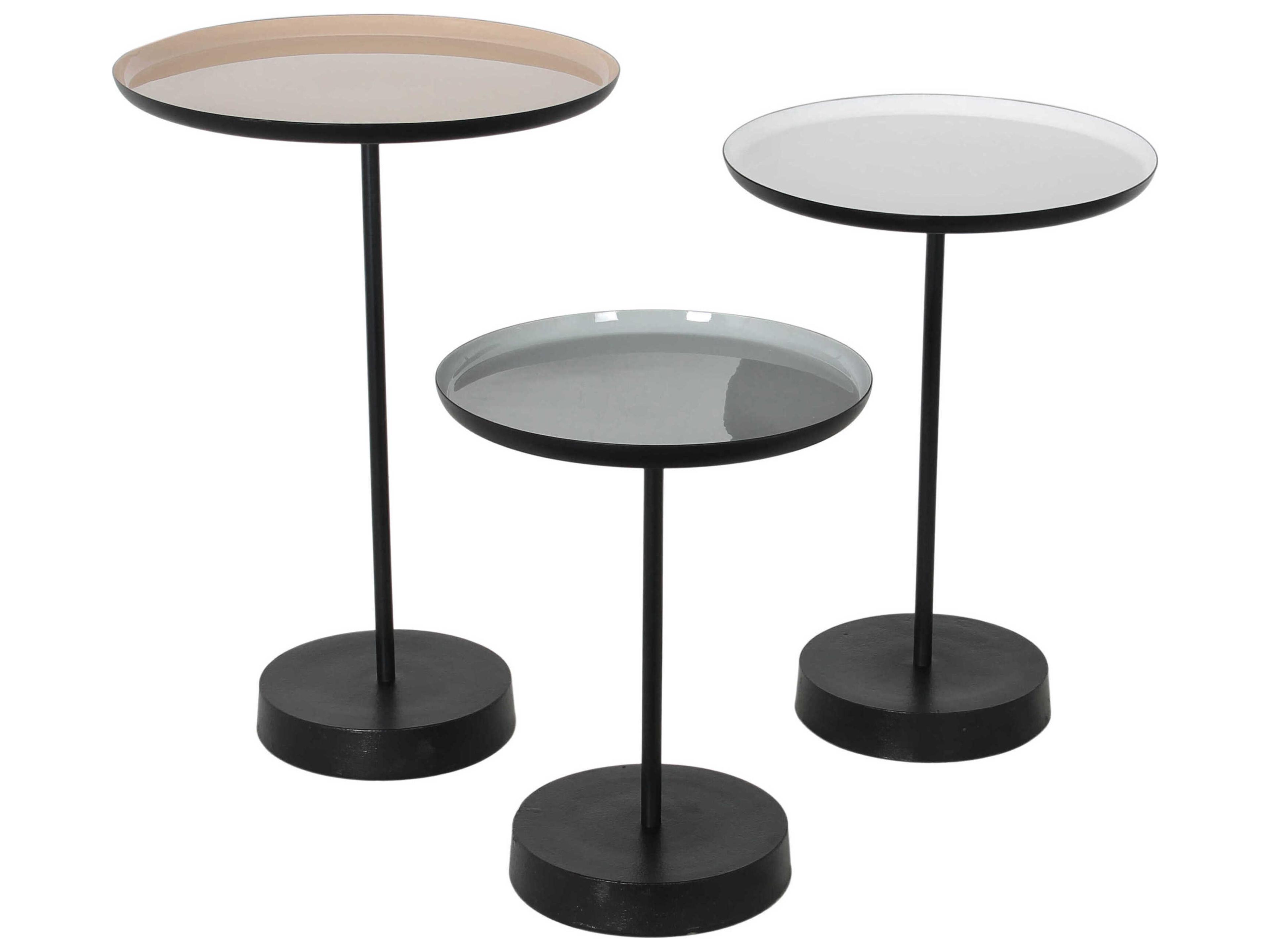 Renwil Stepping Round Metal White Beige Grey End Table