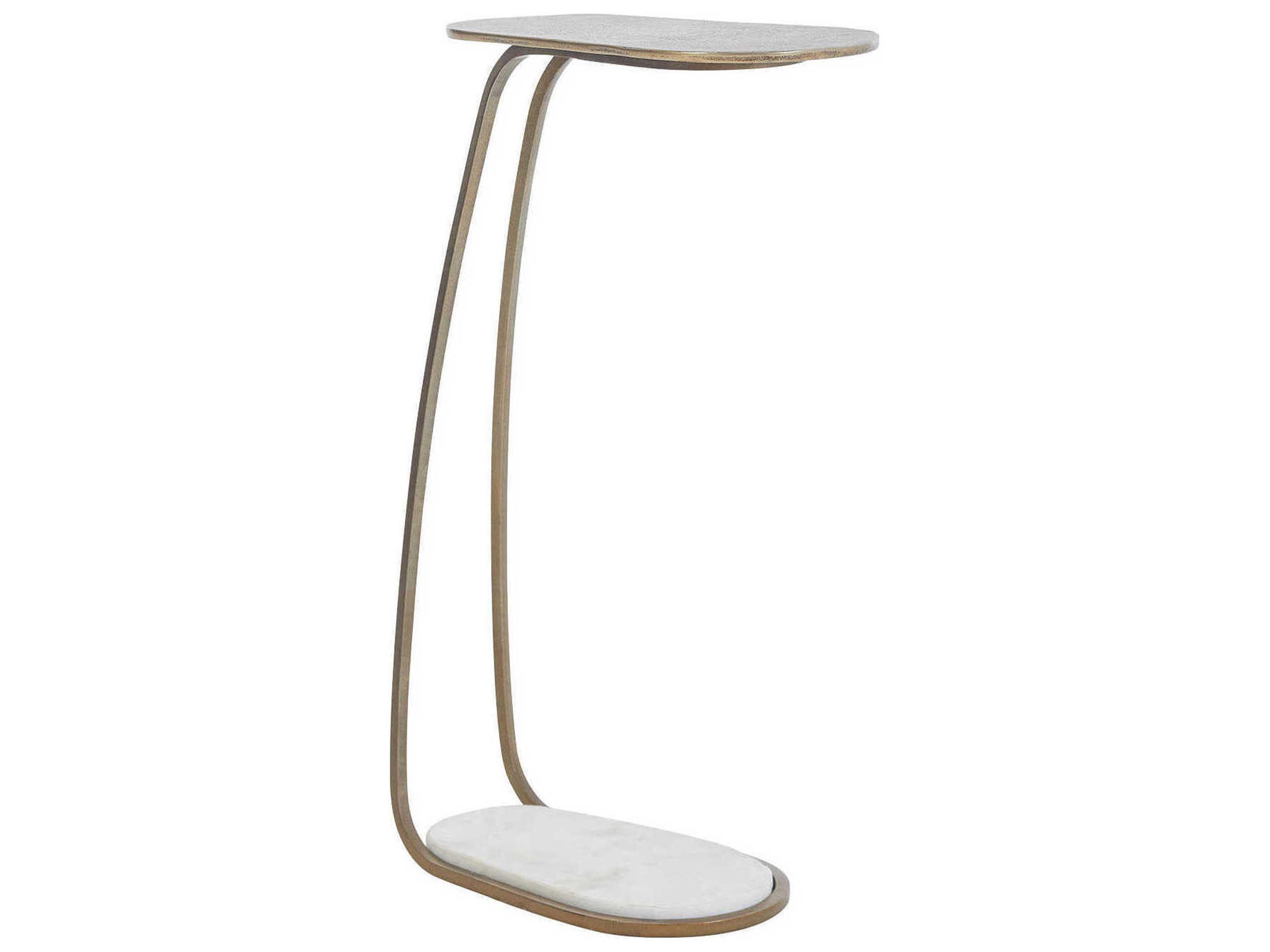 Renwil Balam Oval Marble Antique Brass End Table