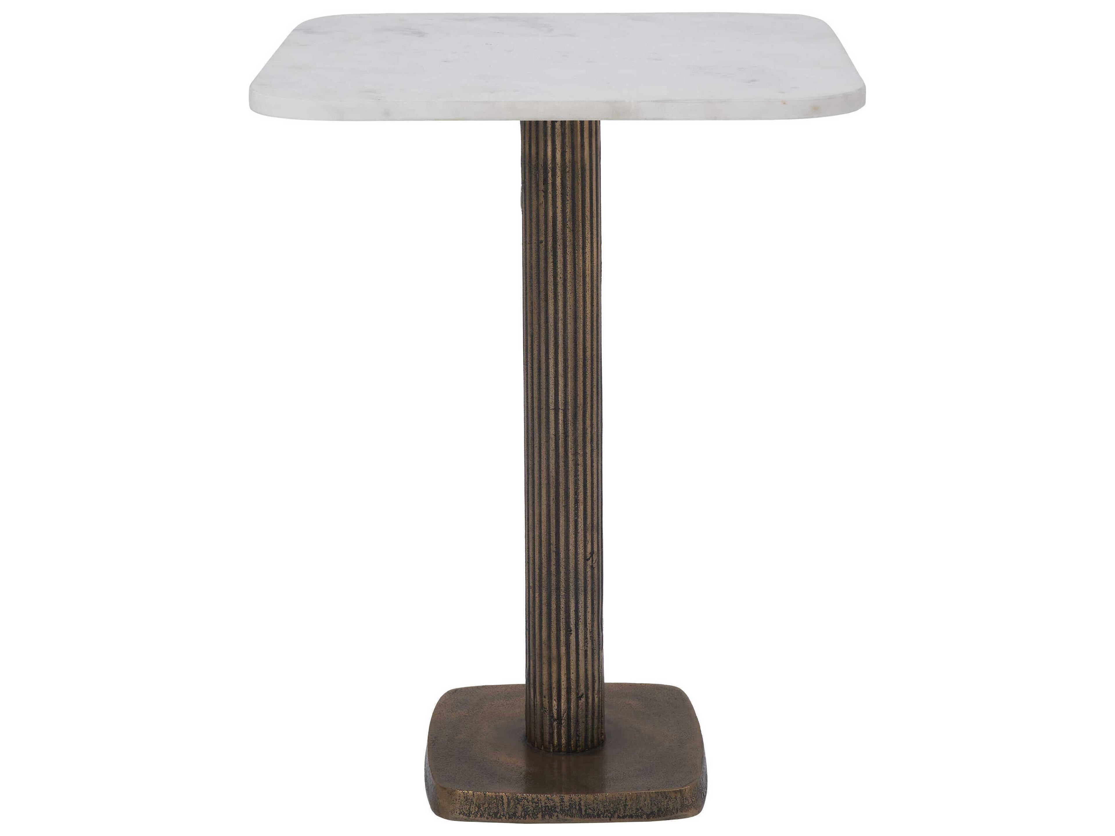 Renwil Allard Square Marble Antique Brass End Table