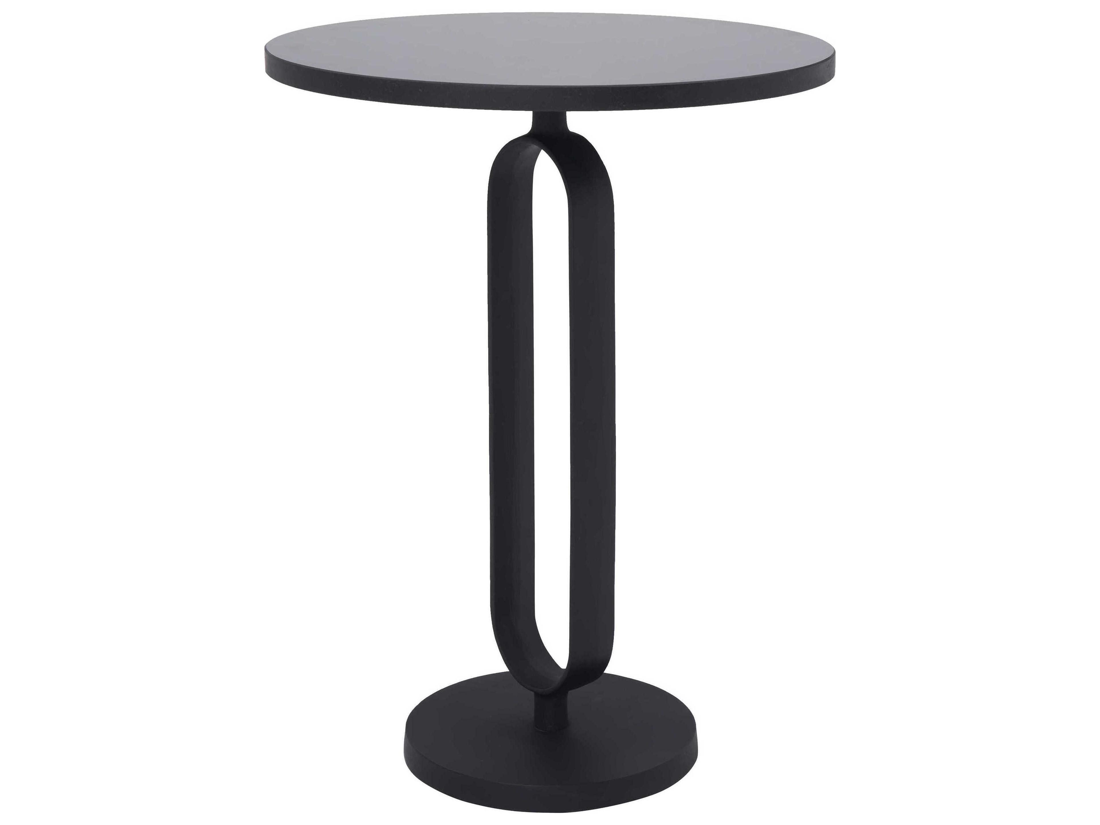 Renwil Eryx Round Stone Matte Black End Table