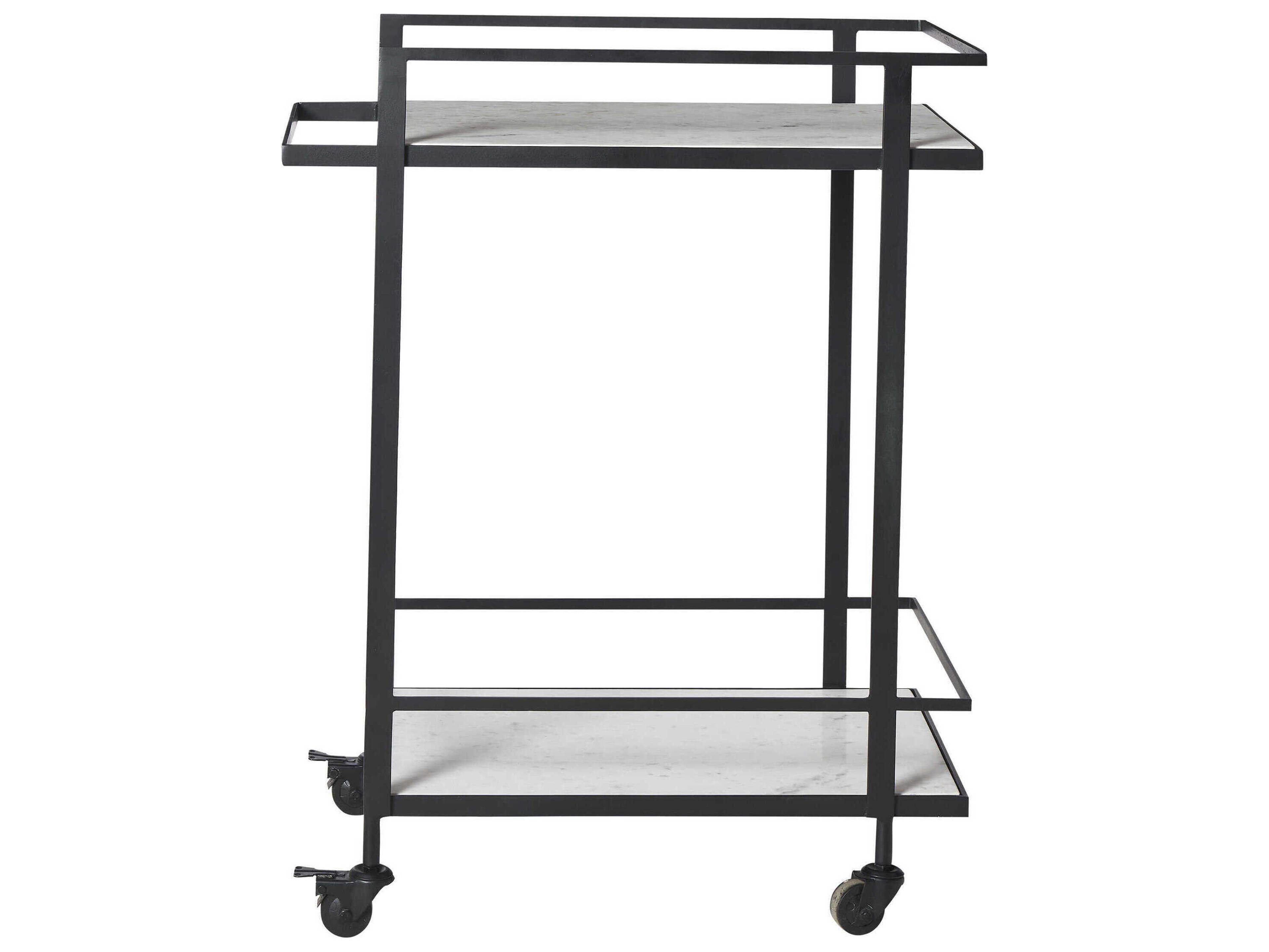 Renwil Marble Matte Black Colton Bar Cart