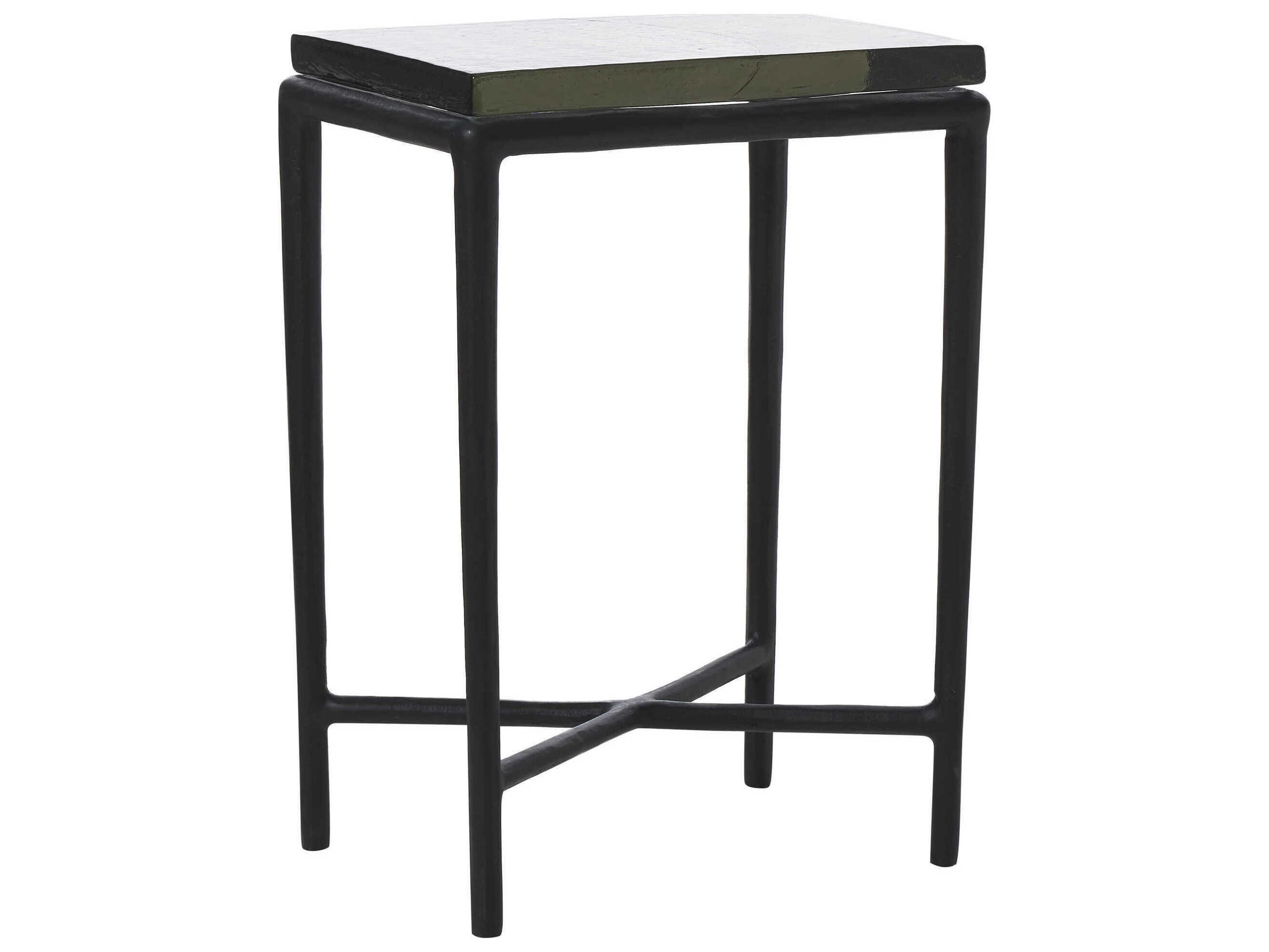 Renwil Aria Rectangular Glass Black End Table