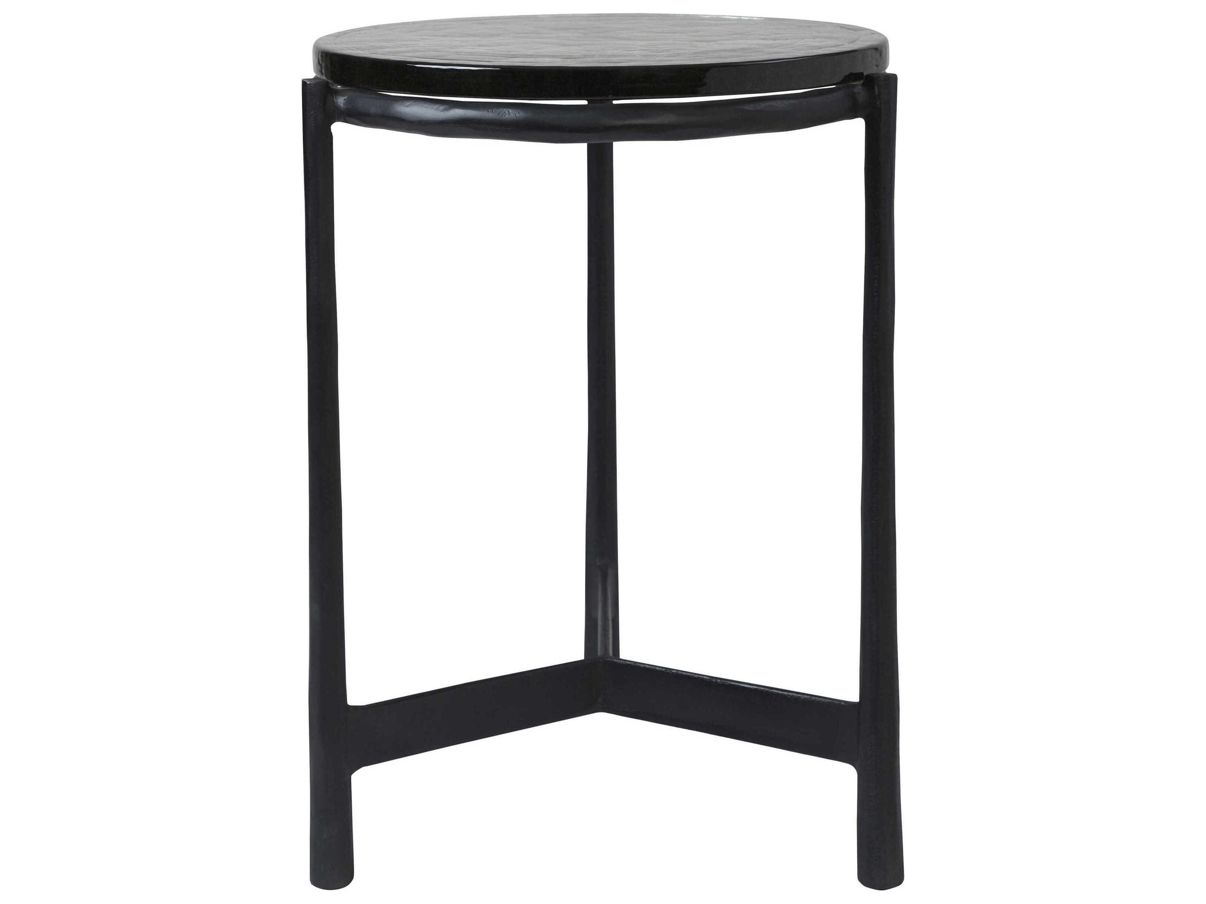 Renwil Avila Round Glass Black End Table