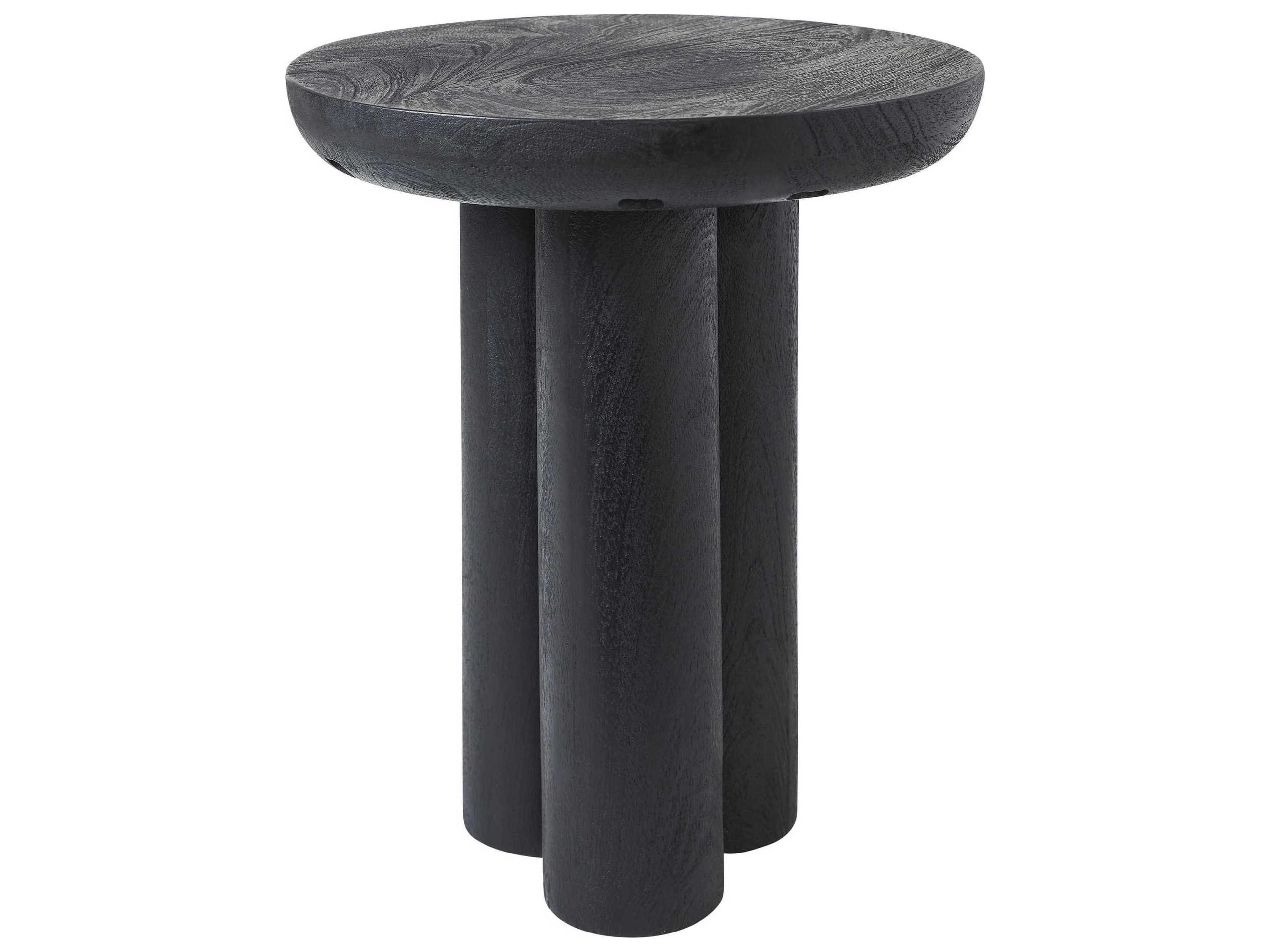 Renwil Quintin Round Wood Black End Table