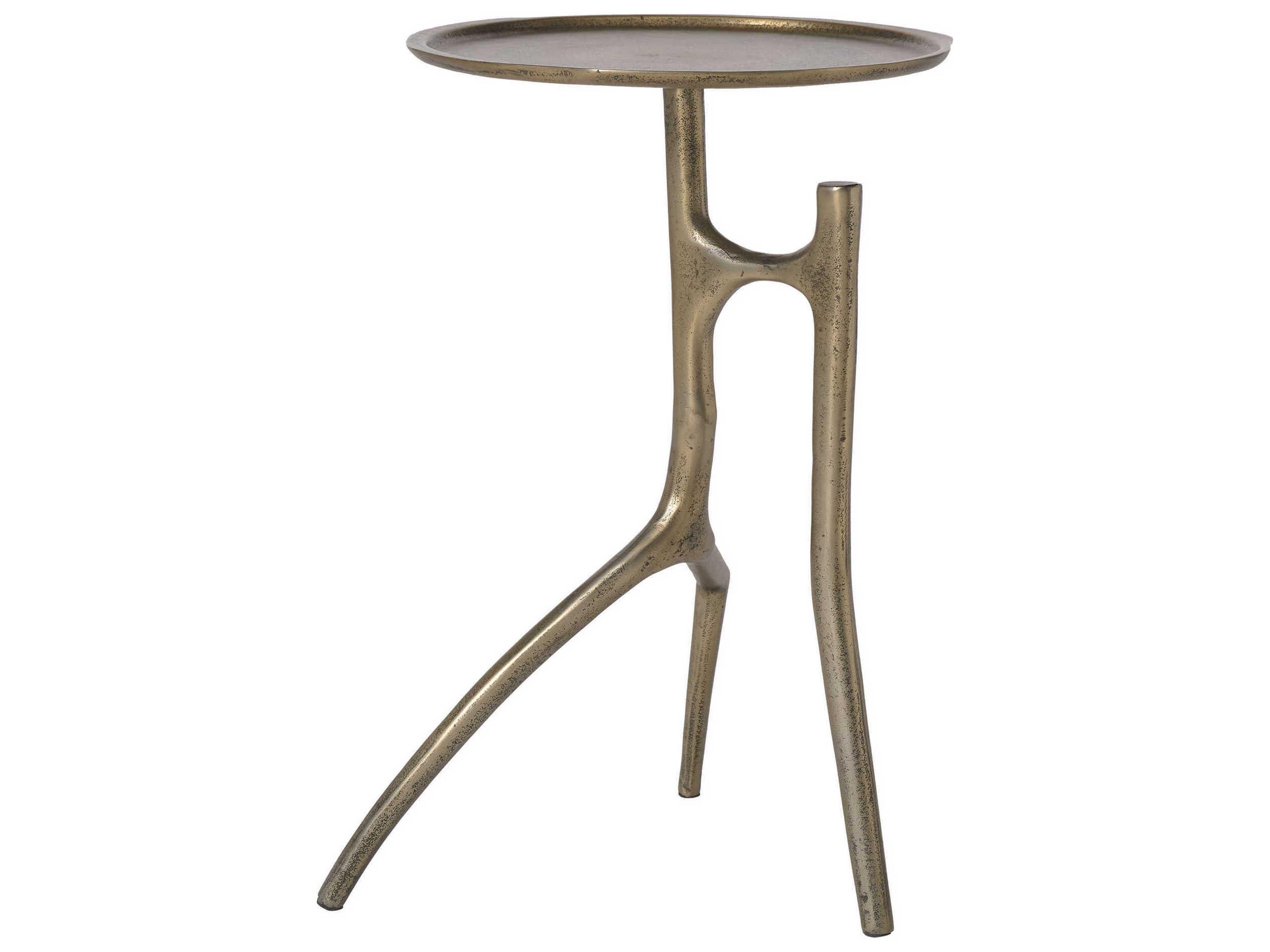 Renwil Tosca Round Metal Antique Brass End Table
