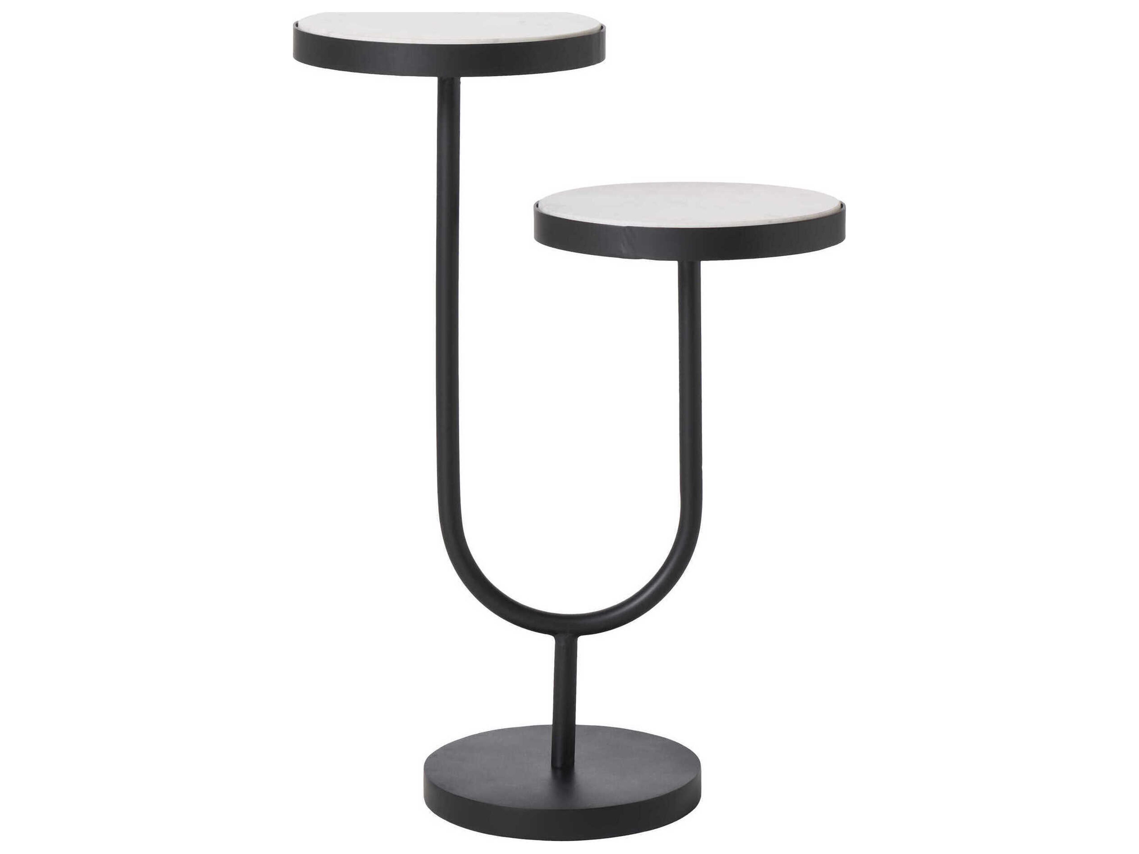Renwil Ambra Round Marble Matte Black End Table