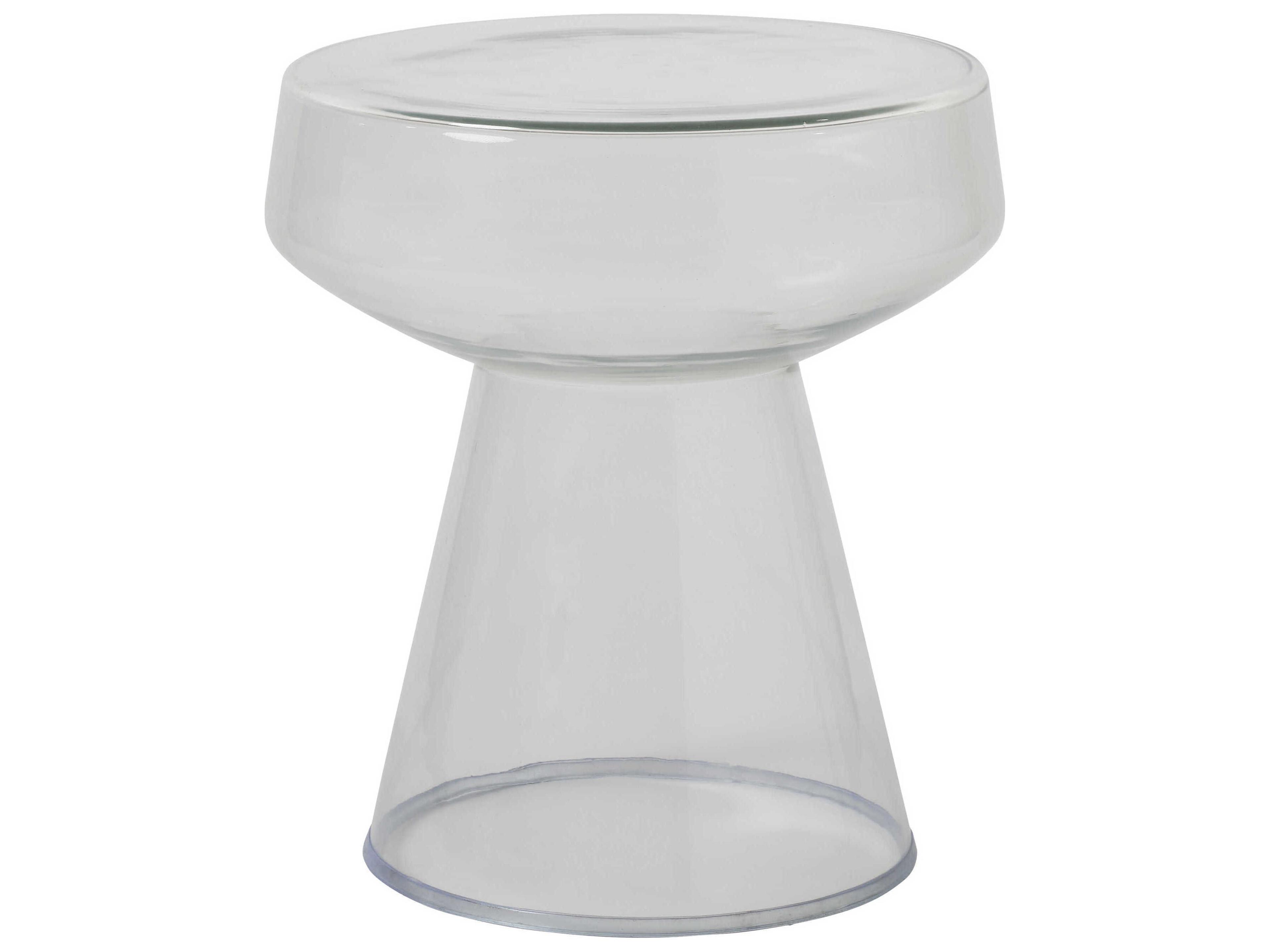 Renwil Lavanda Round Glass Clear End Table