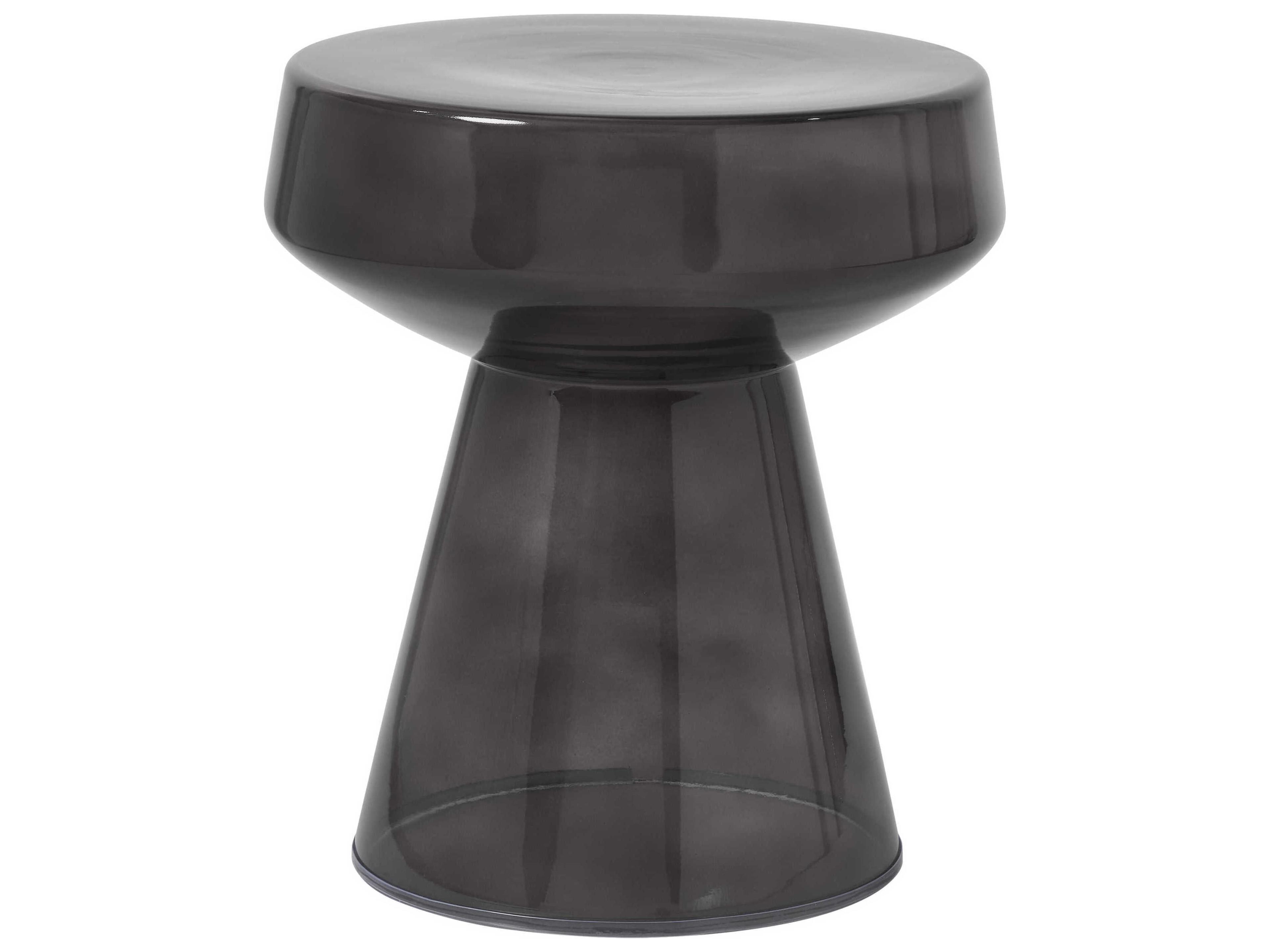 Renwil Lavinia Round Glass Black End Table
