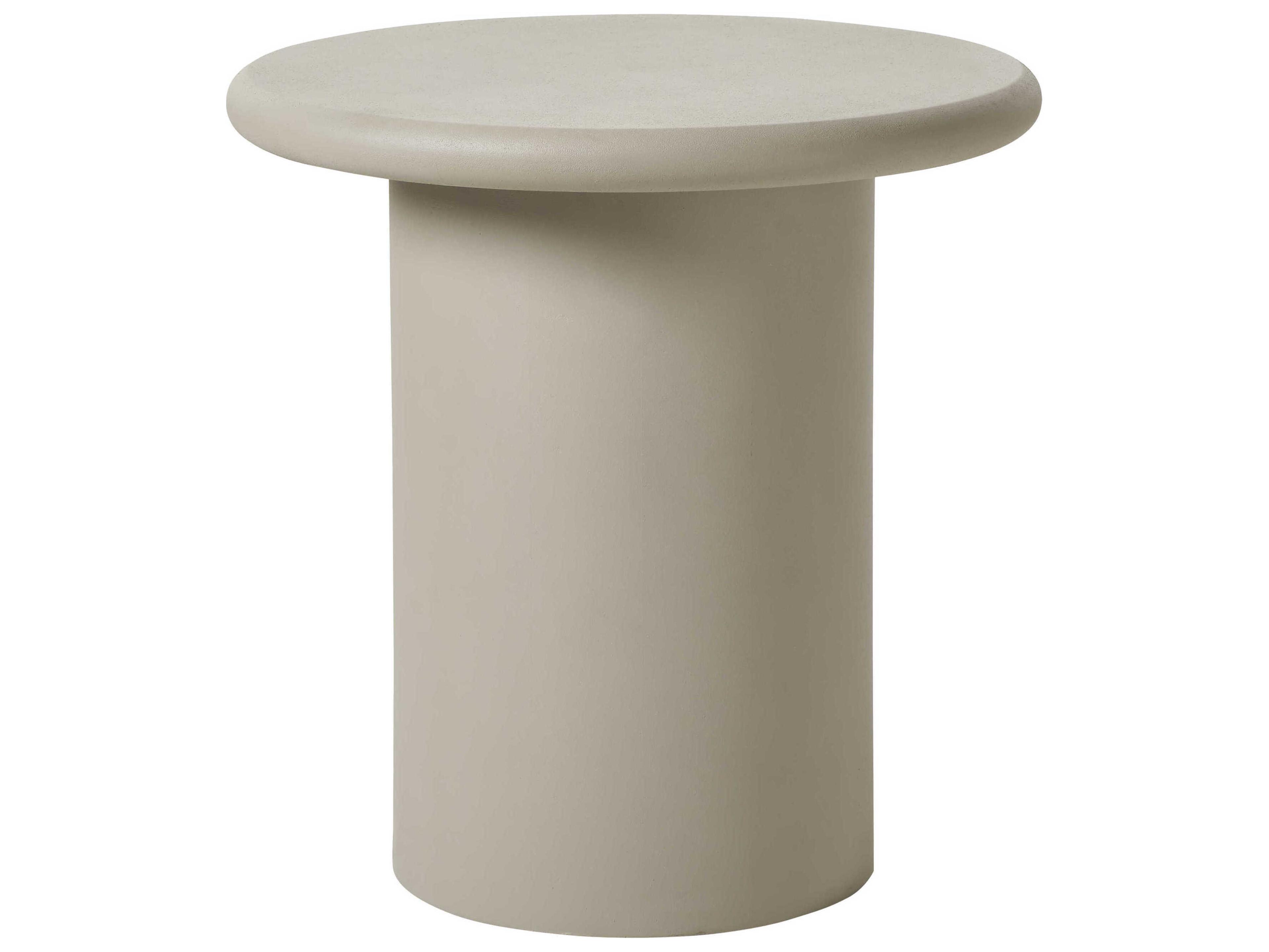 Renwil Riya Round Concrete Texture Matte Cream End Table