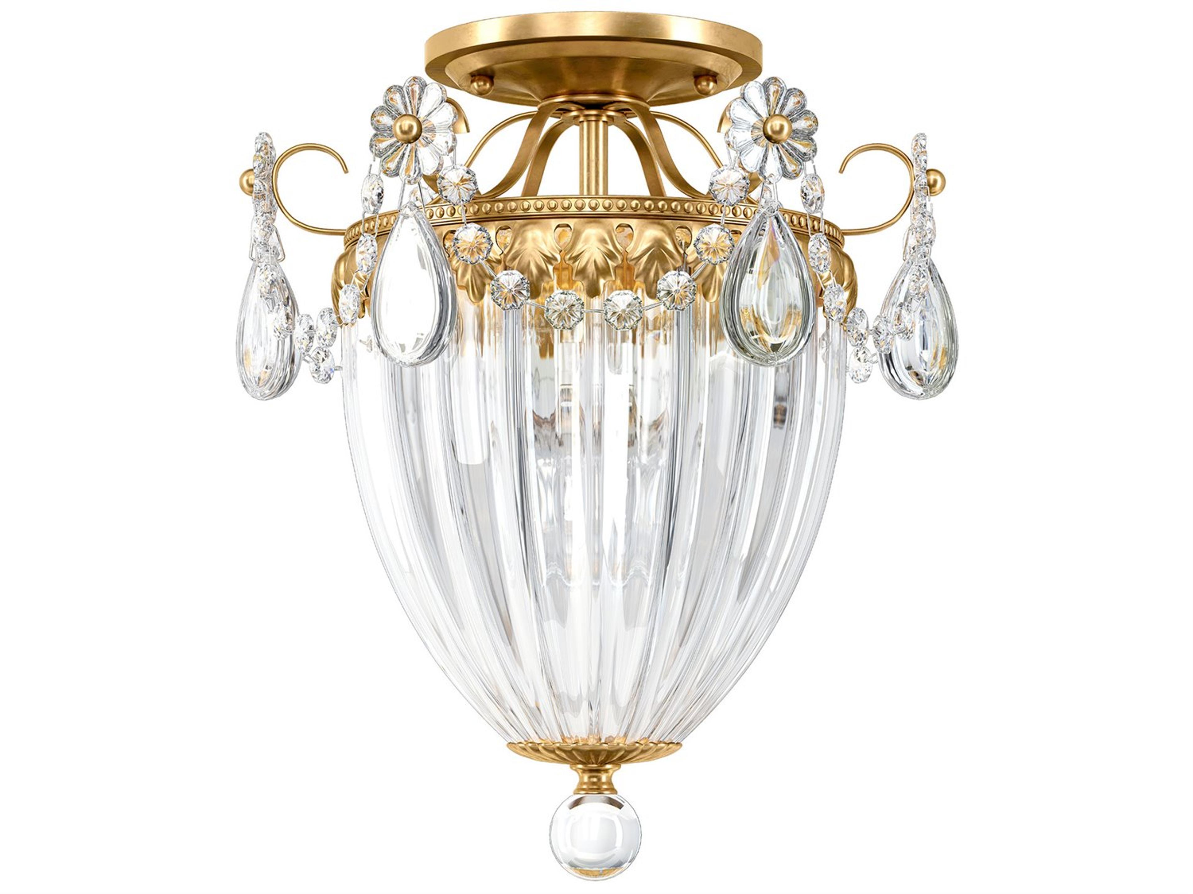 Schonbek Bagatelle 3-Light Bronze Crystal Semi Flush Mount
