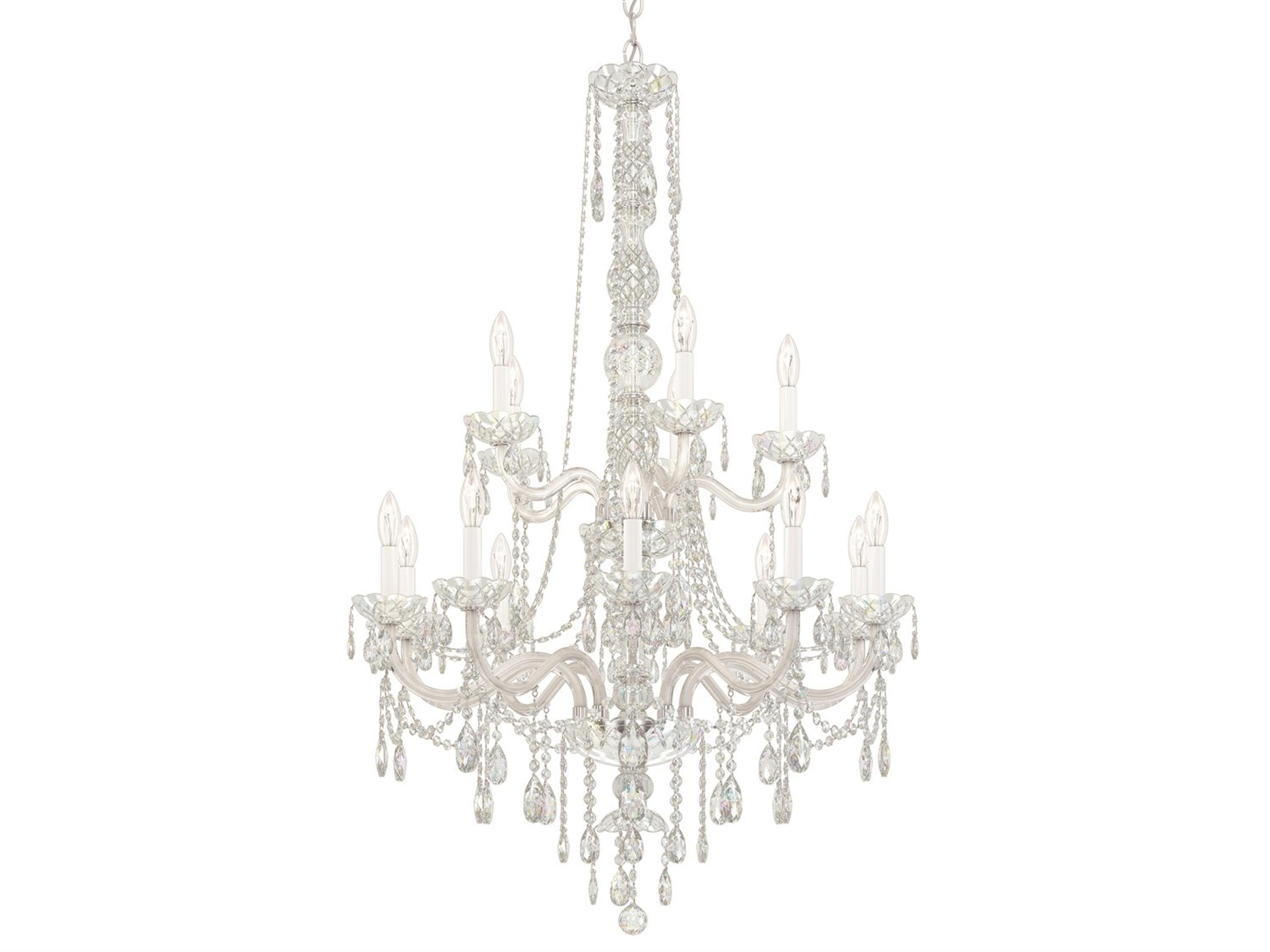 Schonbek Arlington 15-Light Polished Silver Crystal Candelabra Chandelier