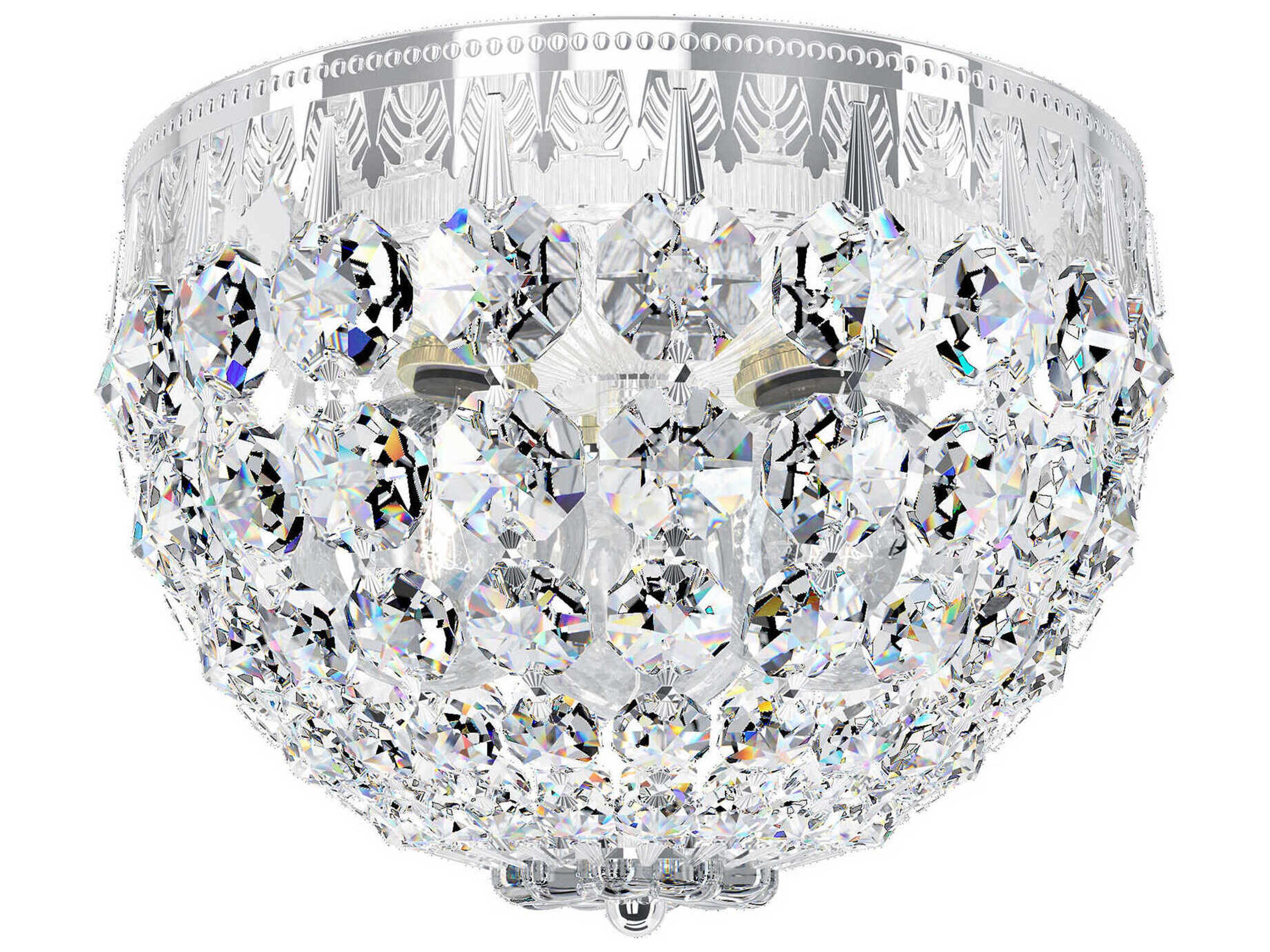 Schonbek Petit Crystal 3-Light Silver Bowl Flush Mount