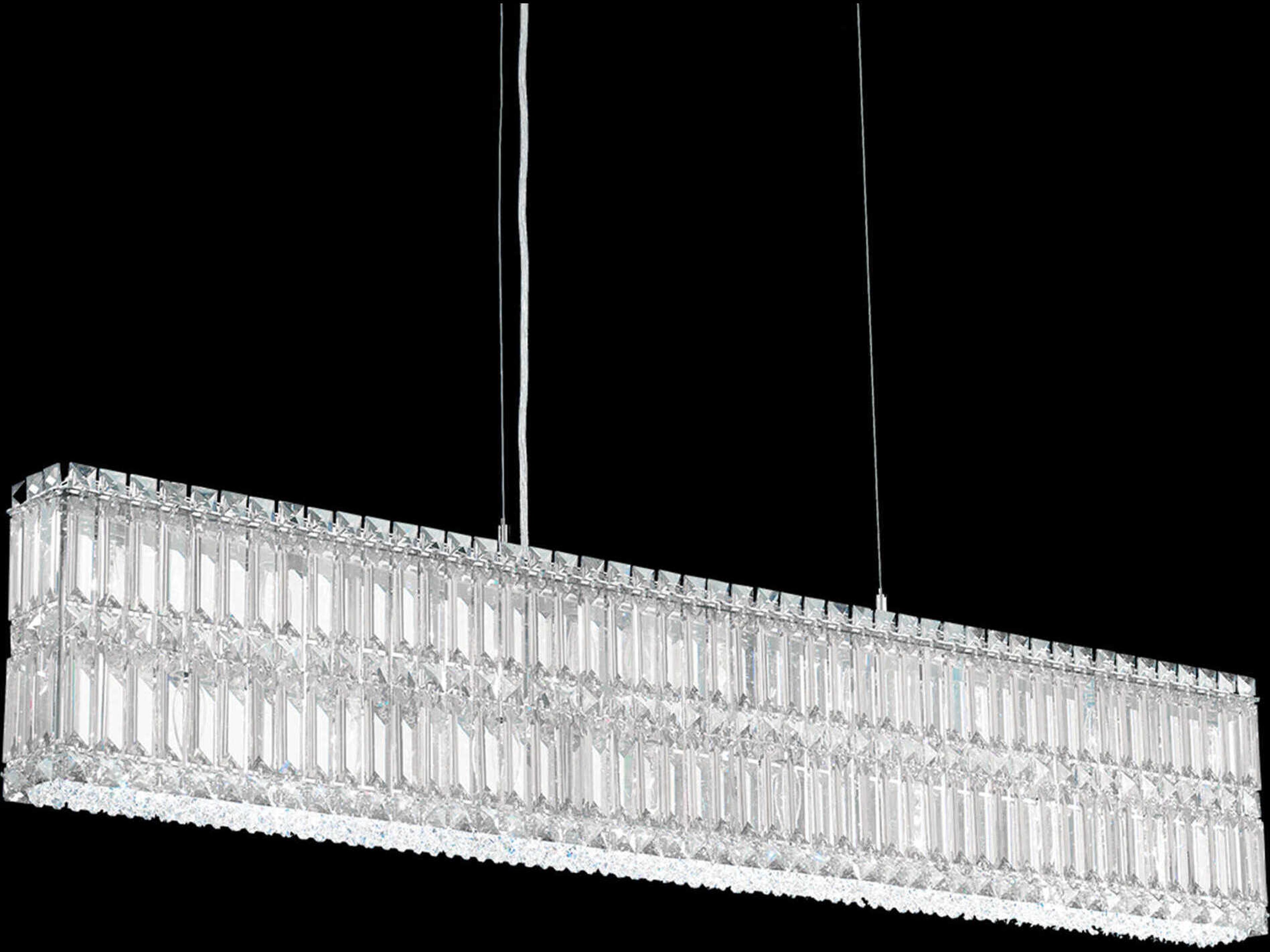 Schonbek Quantum 17-Light Stainless Steel Crystal Linear Island Pendant