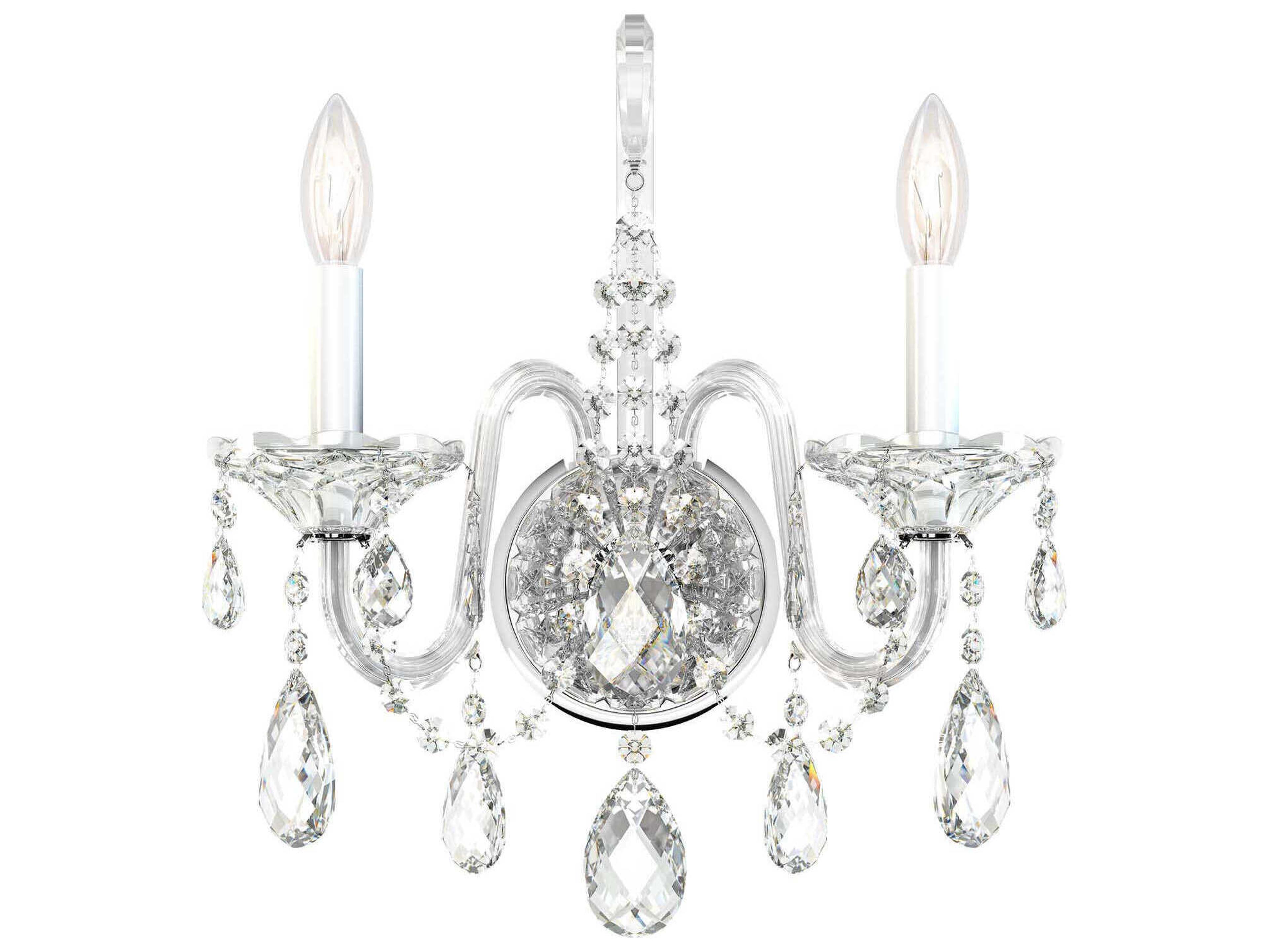 Schonbek Sterling 2-Light Silver Crystal Wall Sconce